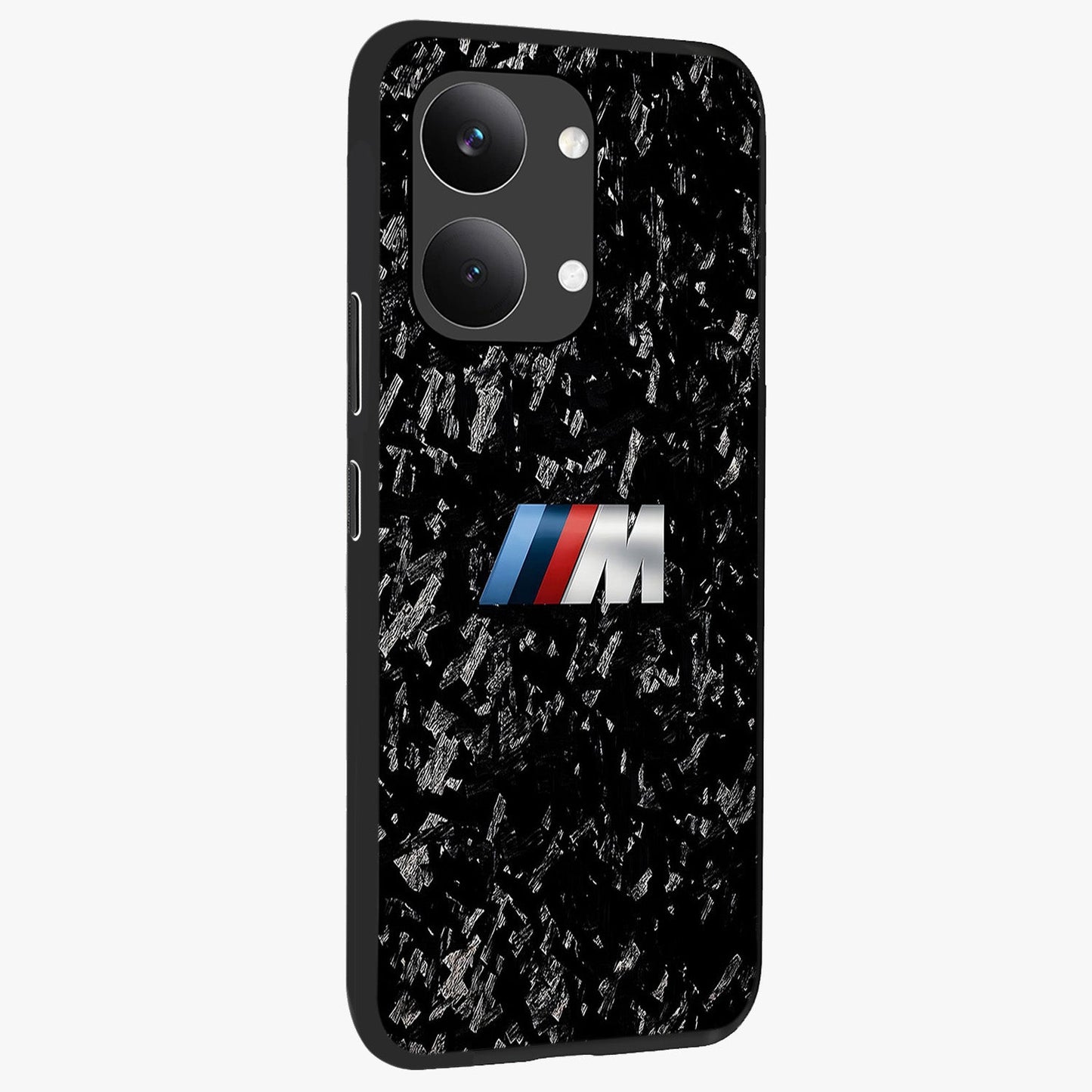 Carbon Speed Mark Glass Case upright view showcasing modern carbon speed graphic with bold automotive theme.