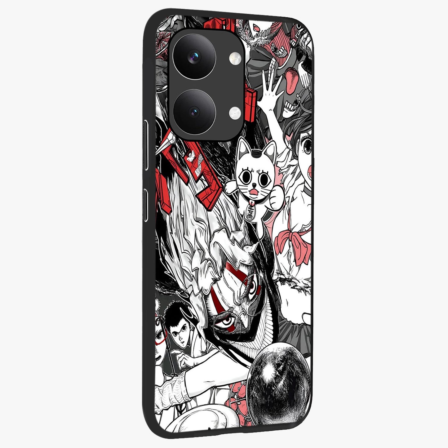 Crimson Chaos Panel Glass Case upright view showcasing intense crimson artwork with dramatic aesthetic style.