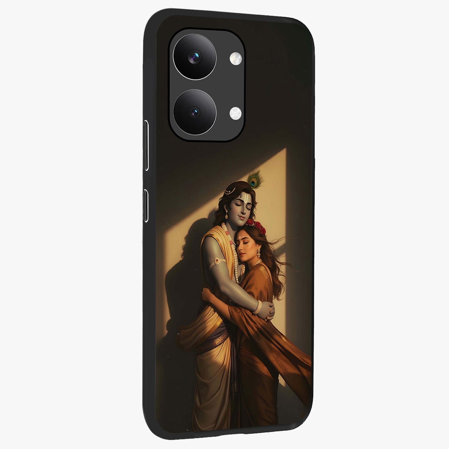 Divine Eternal Love Glass Case upright view showcasing graceful spiritual artwork with eternal love theme.