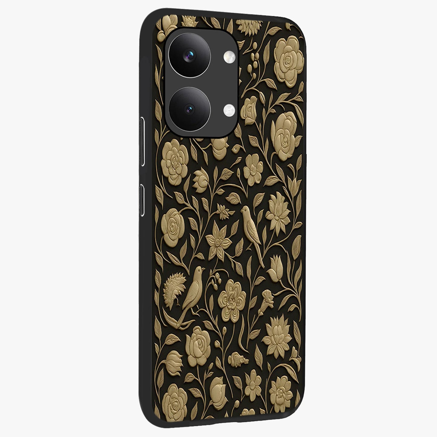 Golden Evil Eye Mandala Glass Case upright view showcasing decorative evil eye mandala artwork with spiritual aesthetic style.