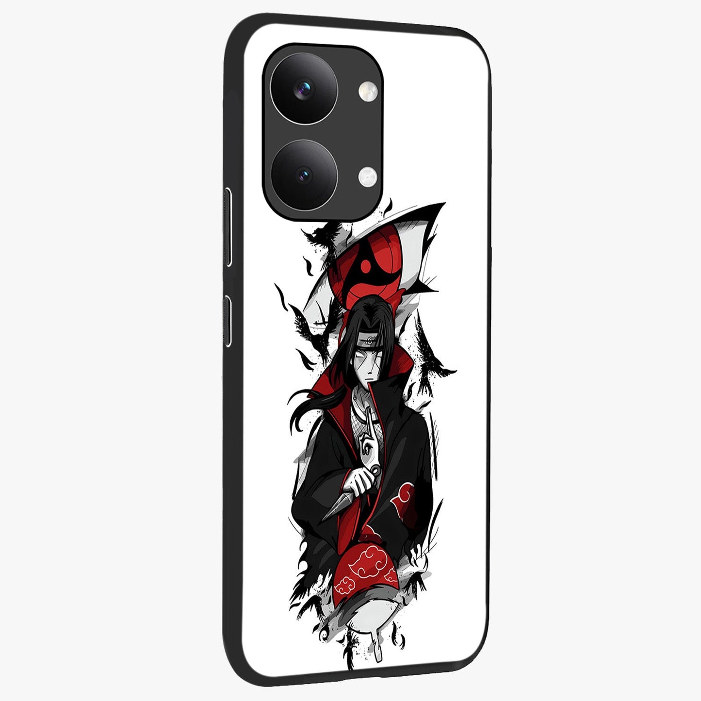 Itachi Limited Edition Naruto Anime Glass Case upright view showcasing intense anime artwork with powerful character theme.