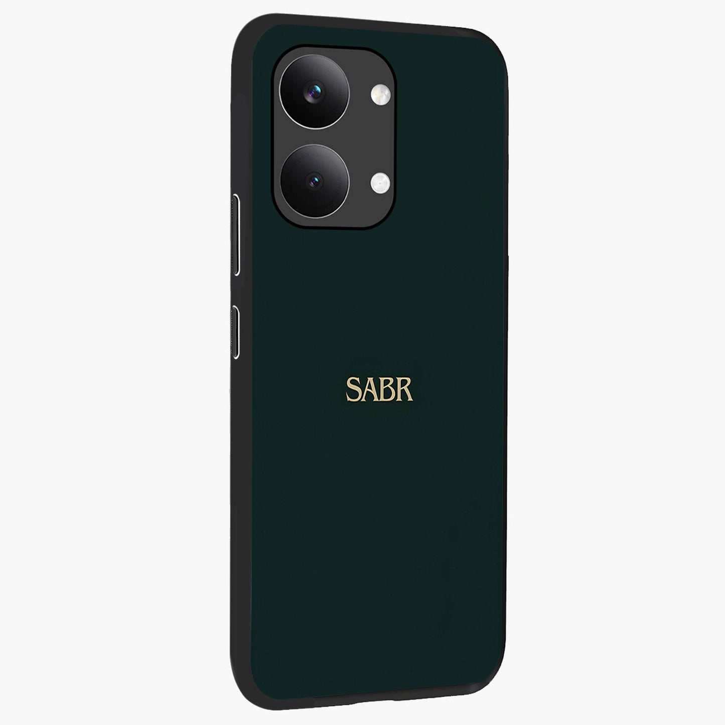Sabr Minimal Patience Glass Case upright view showcasing calm minimalist artwork with motivational patience theme.