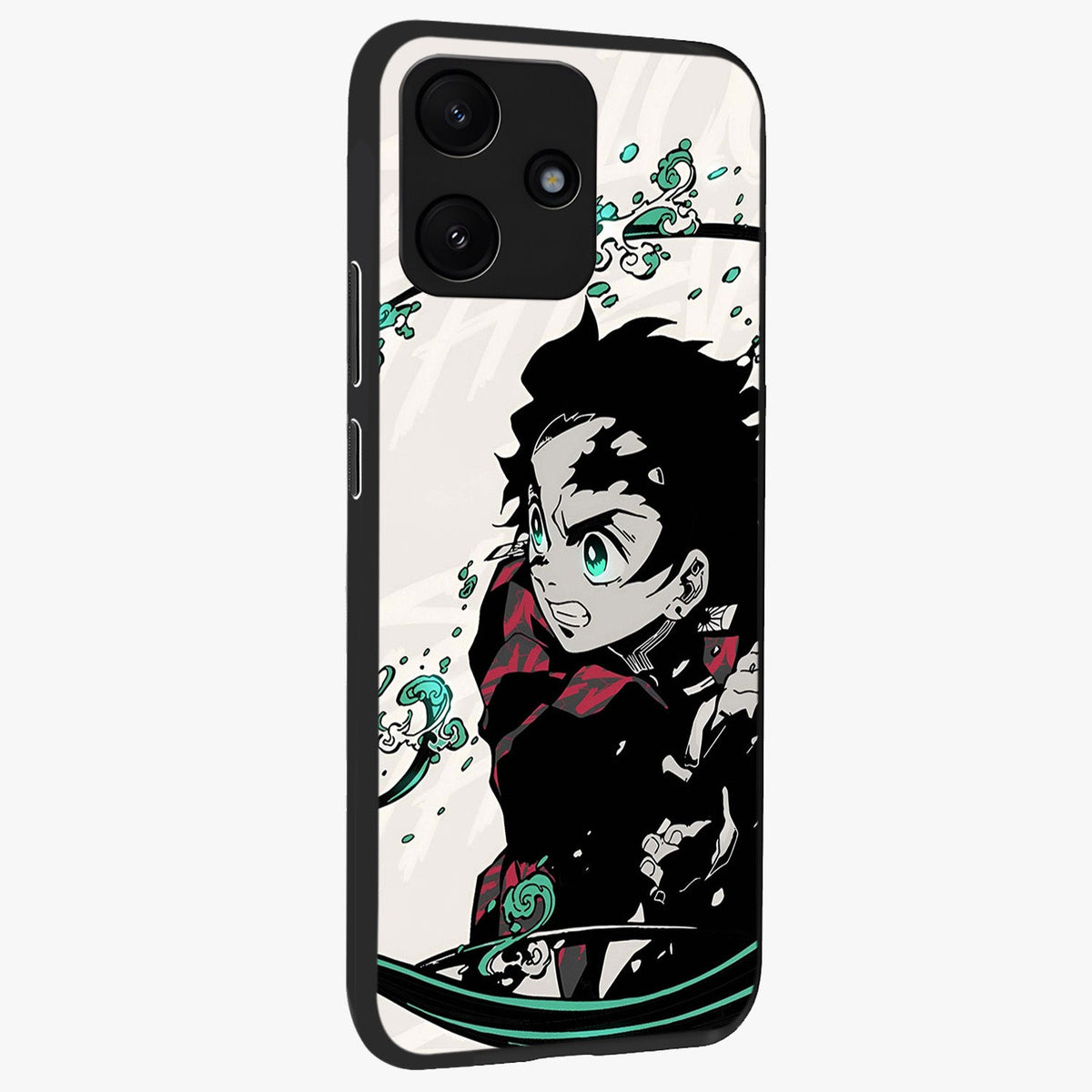 Demon Slayer Glass Case upright view showcasing powerful anime artwork with intense warrior theme.
