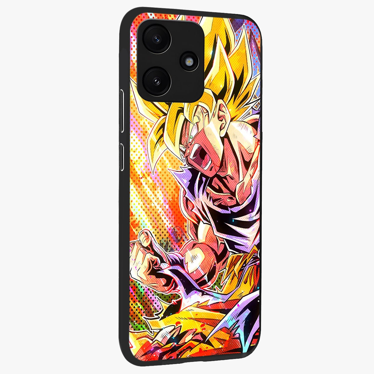 Firing Goku Glass Case upright view showcasing energetic anime artwork with bold warrior theme.