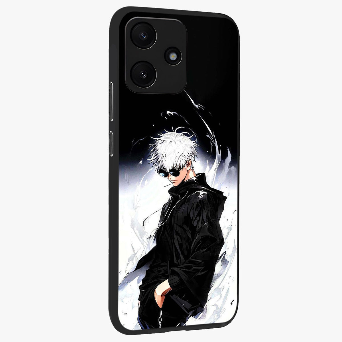 Limitless Shadow King Glass Case upright view showcasing bold shadow warrior artwork with epic fantasy theme.