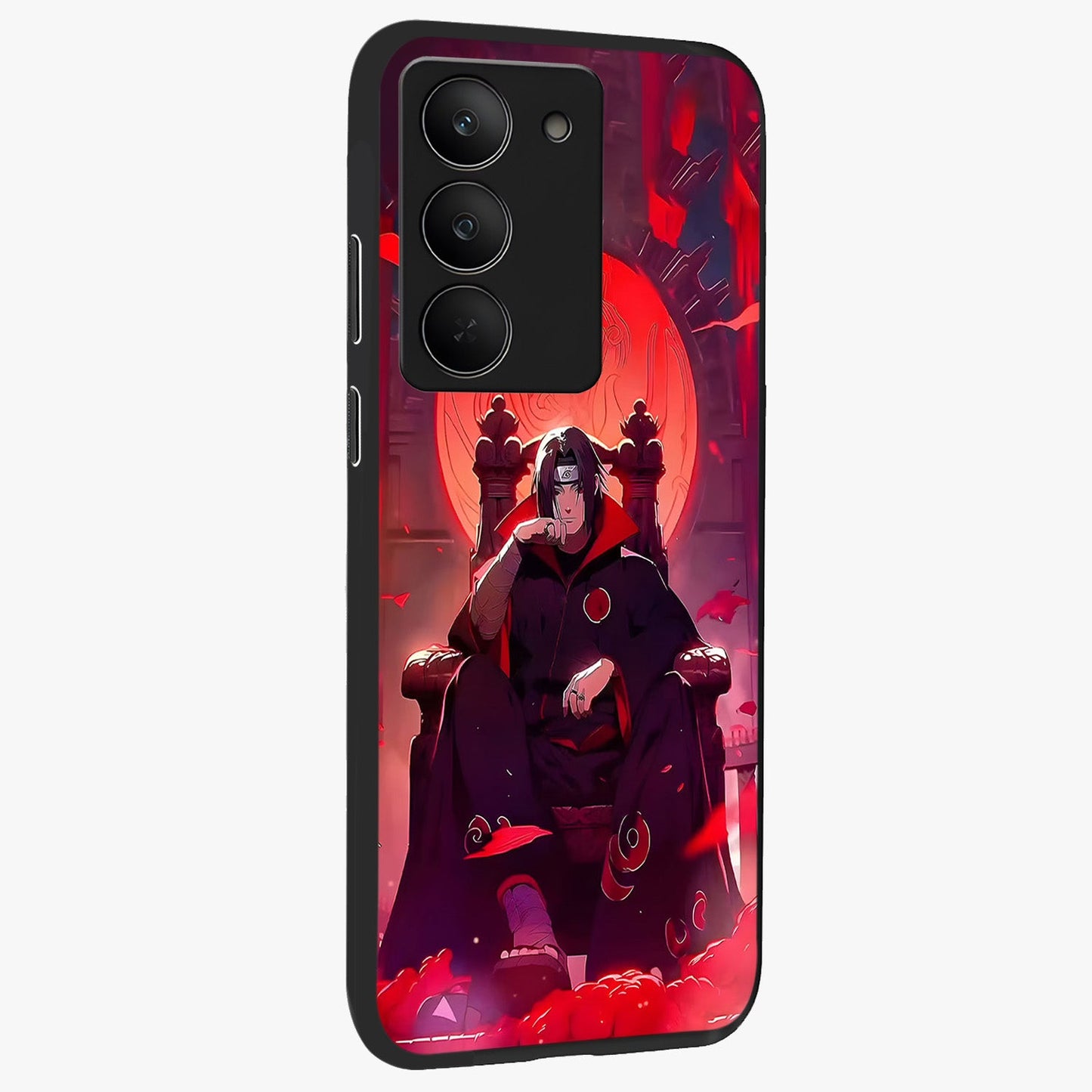 Blood Moon Sovereign Glass Case upright view showcasing powerful moon inspired artwork with cosmic aesthetic style.