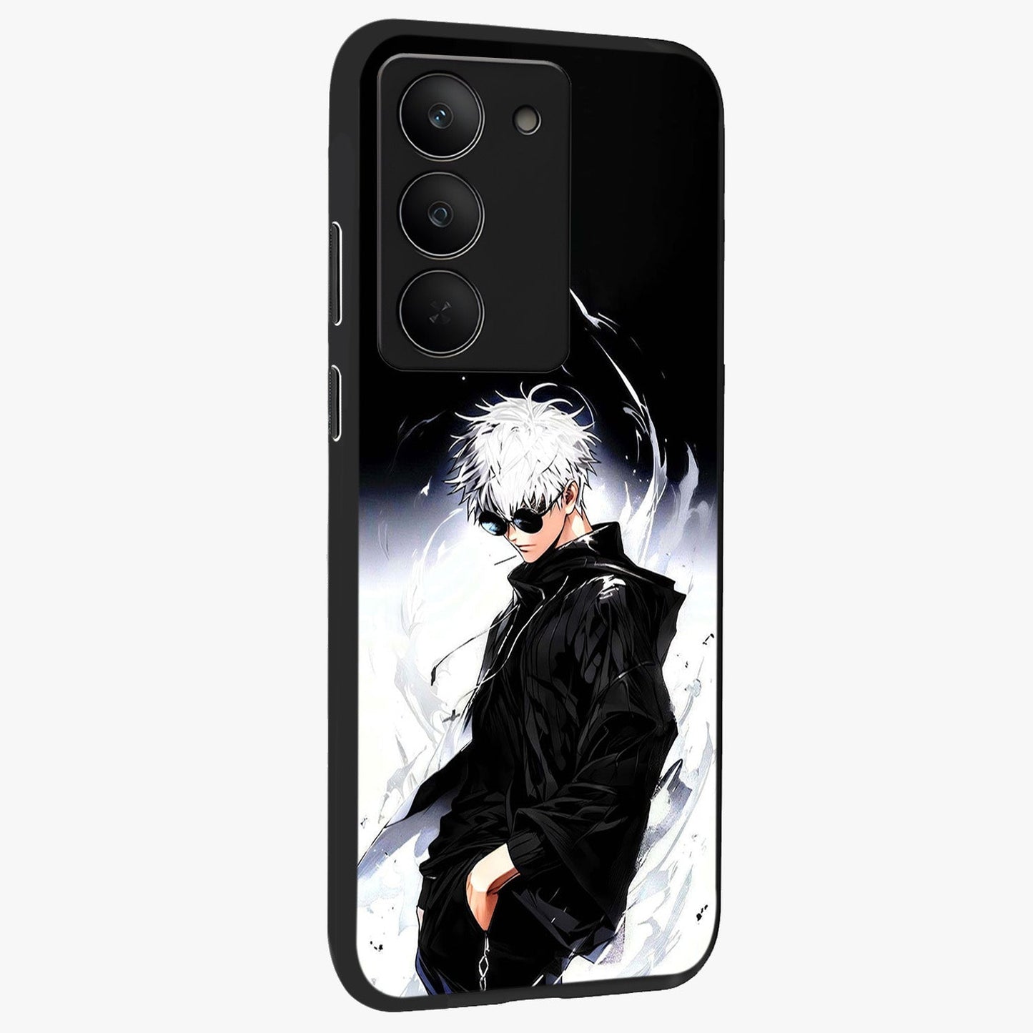 Limitless Shadow King Glass Case upright view showcasing bold shadow warrior artwork with epic fantasy theme.