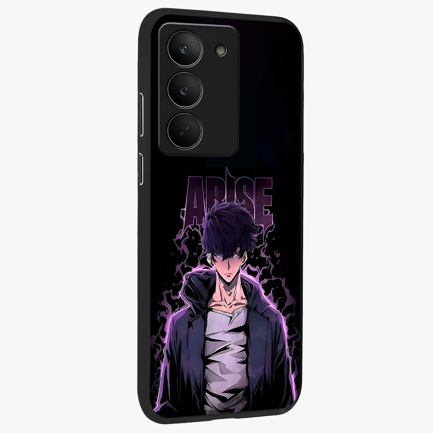 Shadow Monarch Awakening Glass Case upright view showcasing bold monarch artwork with mystical awakening theme.