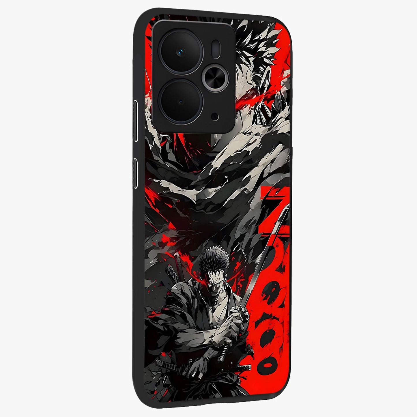 Demon Sword Resolve Glass Case upright view showcasing dramatic warrior artwork with intense battle theme.