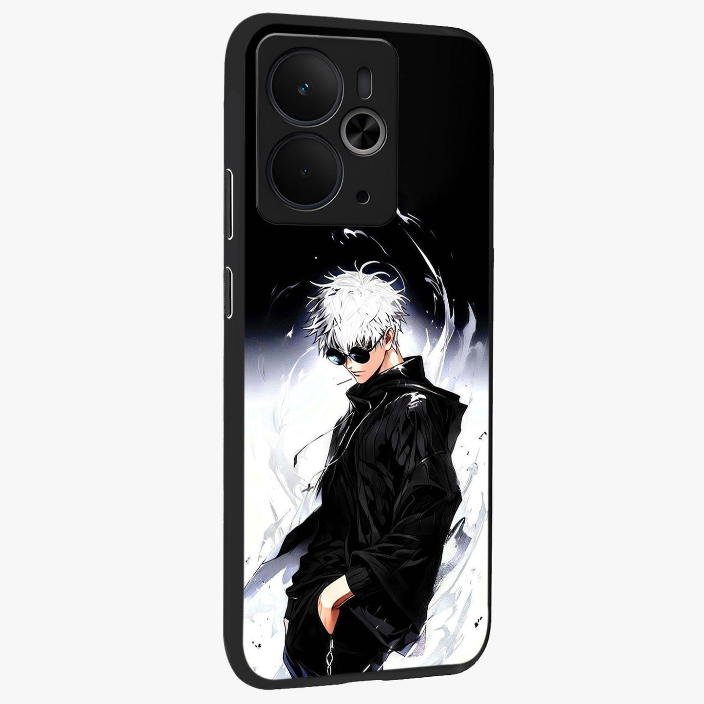 Limitless Shadow King Glass Case upright view showcasing bold shadow warrior artwork with epic fantasy theme.