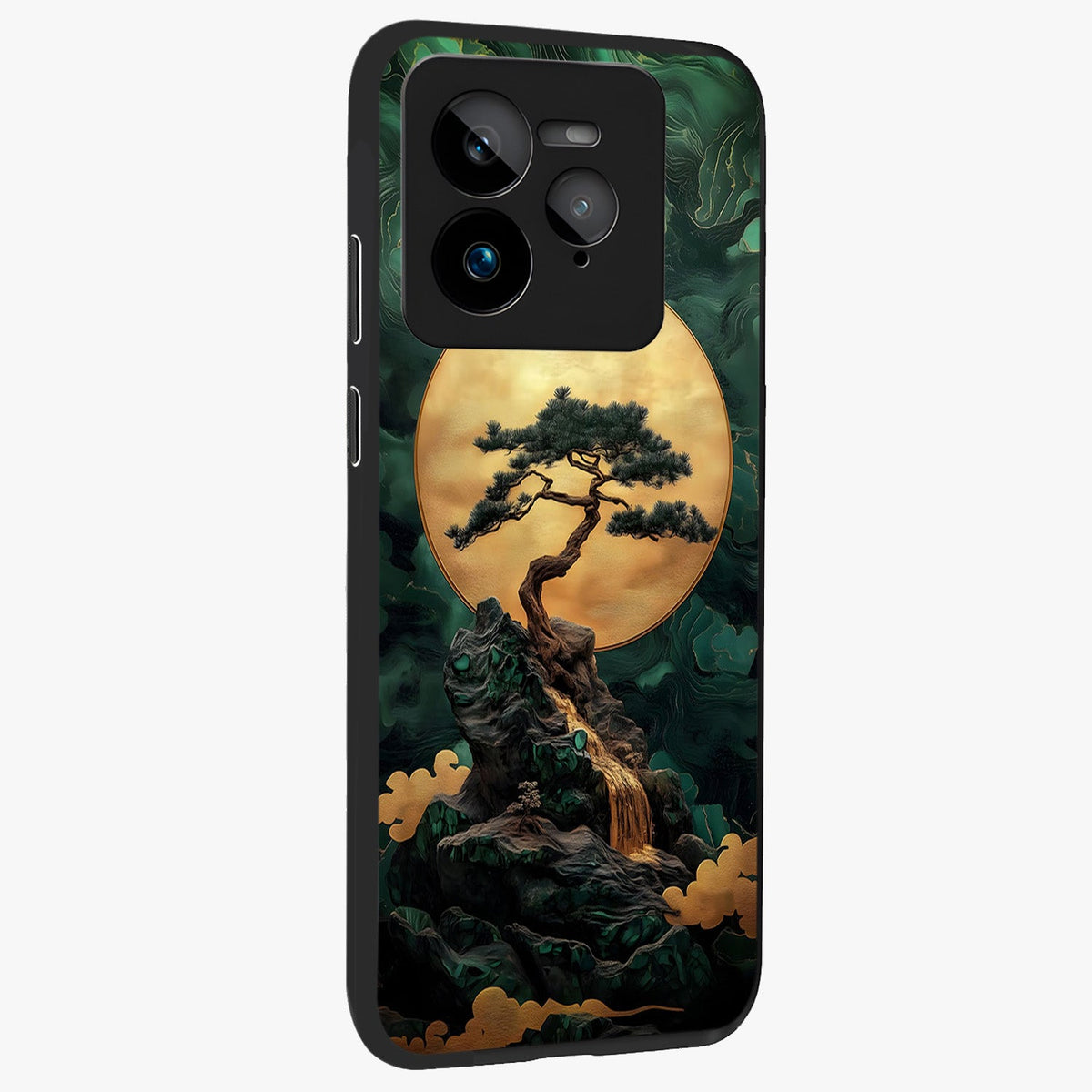 Zen Moon Rise Glass Case upright view showcasing serene moon artwork with tranquil night theme.