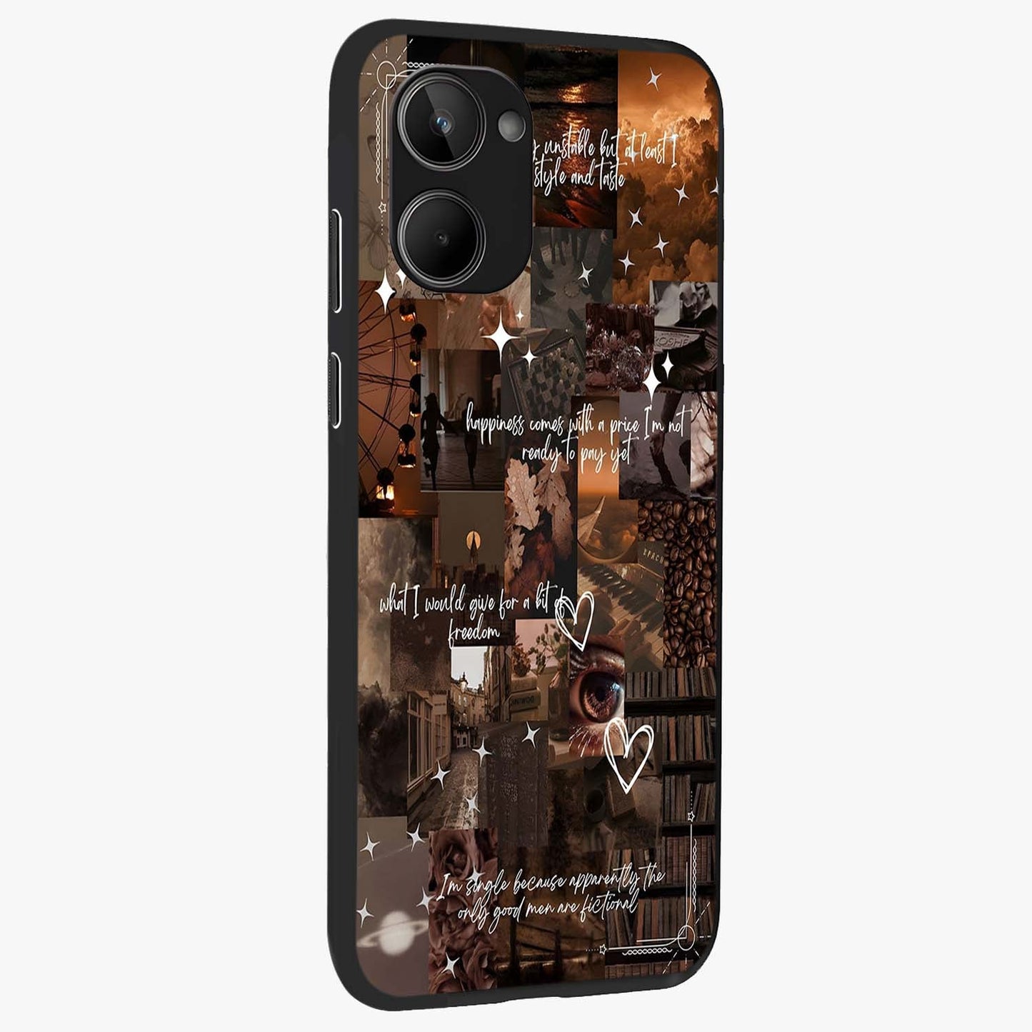 Bittersweet Aesthetic Chaos Glass Case upright view showcasing bold artistic chaos design with modern aesthetic style.