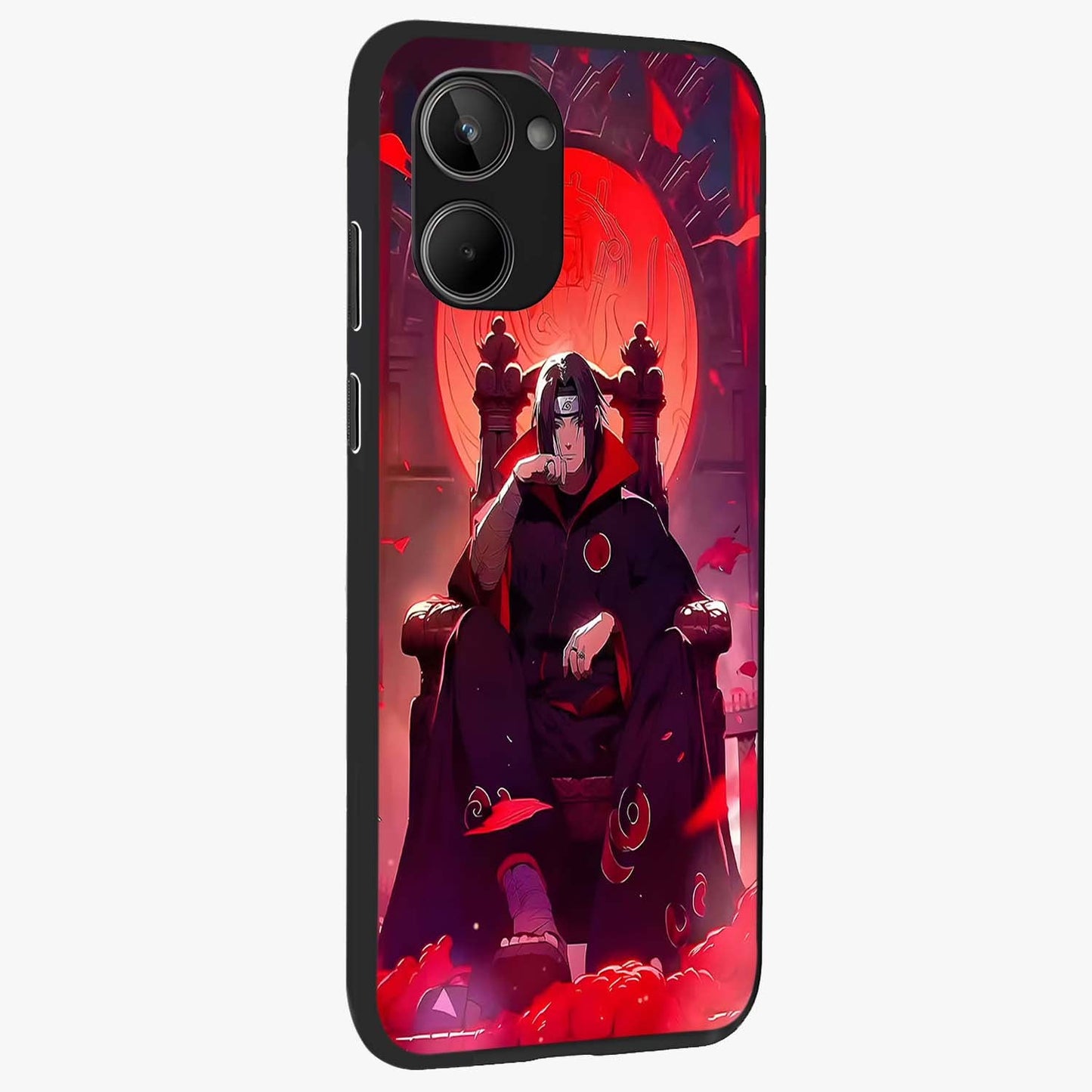 Blood Moon Sovereign Glass Case upright view showcasing powerful moon inspired artwork with cosmic aesthetic style.