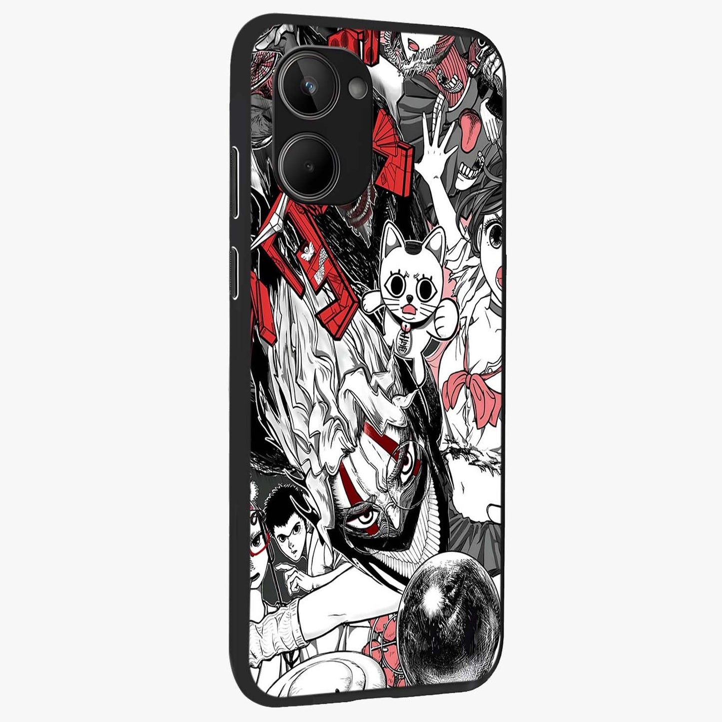 Crimson Chaos Panel Glass Case upright view showcasing intense crimson artwork with dramatic aesthetic style.