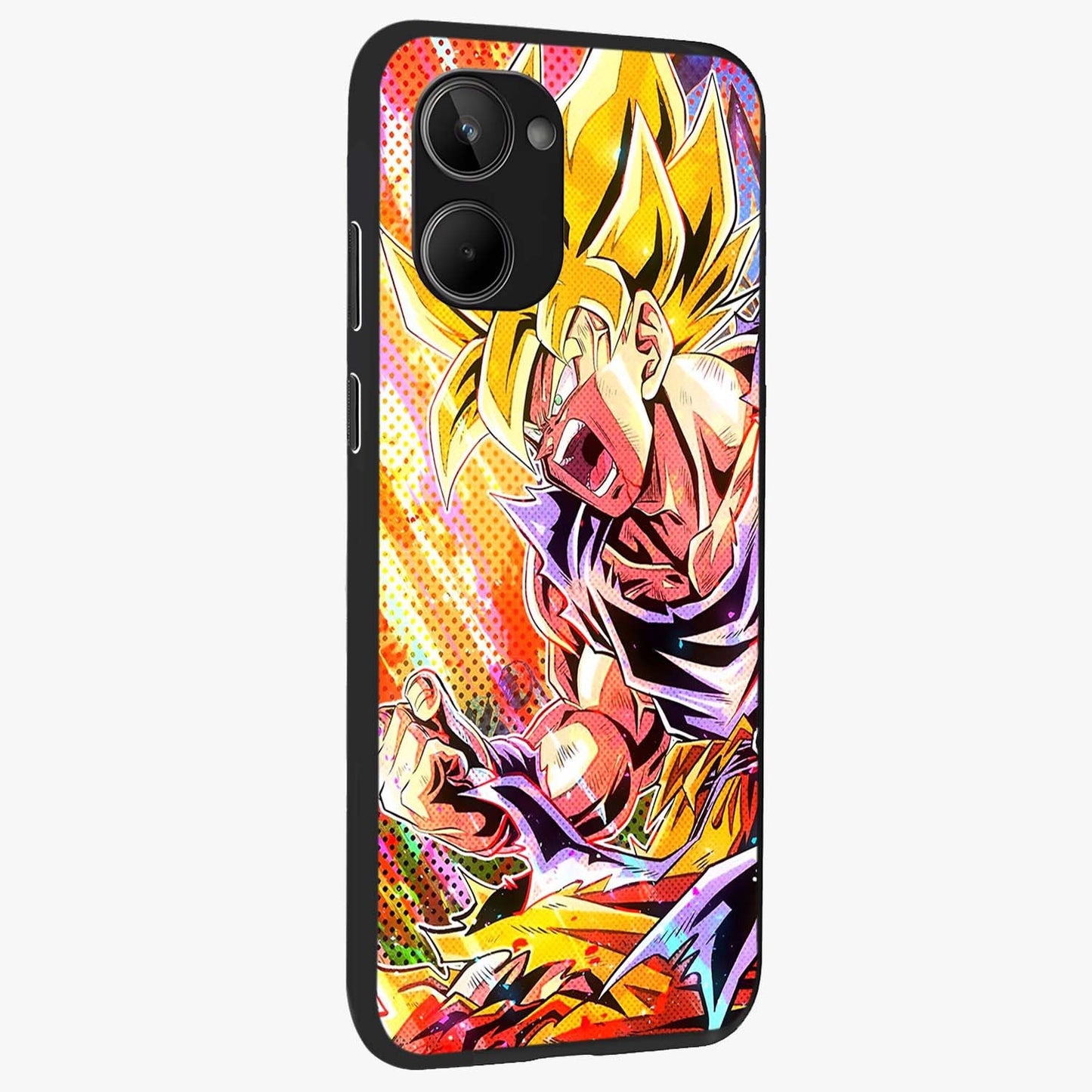 Firing Goku Glass Case upright view showcasing energetic anime artwork with bold warrior theme.