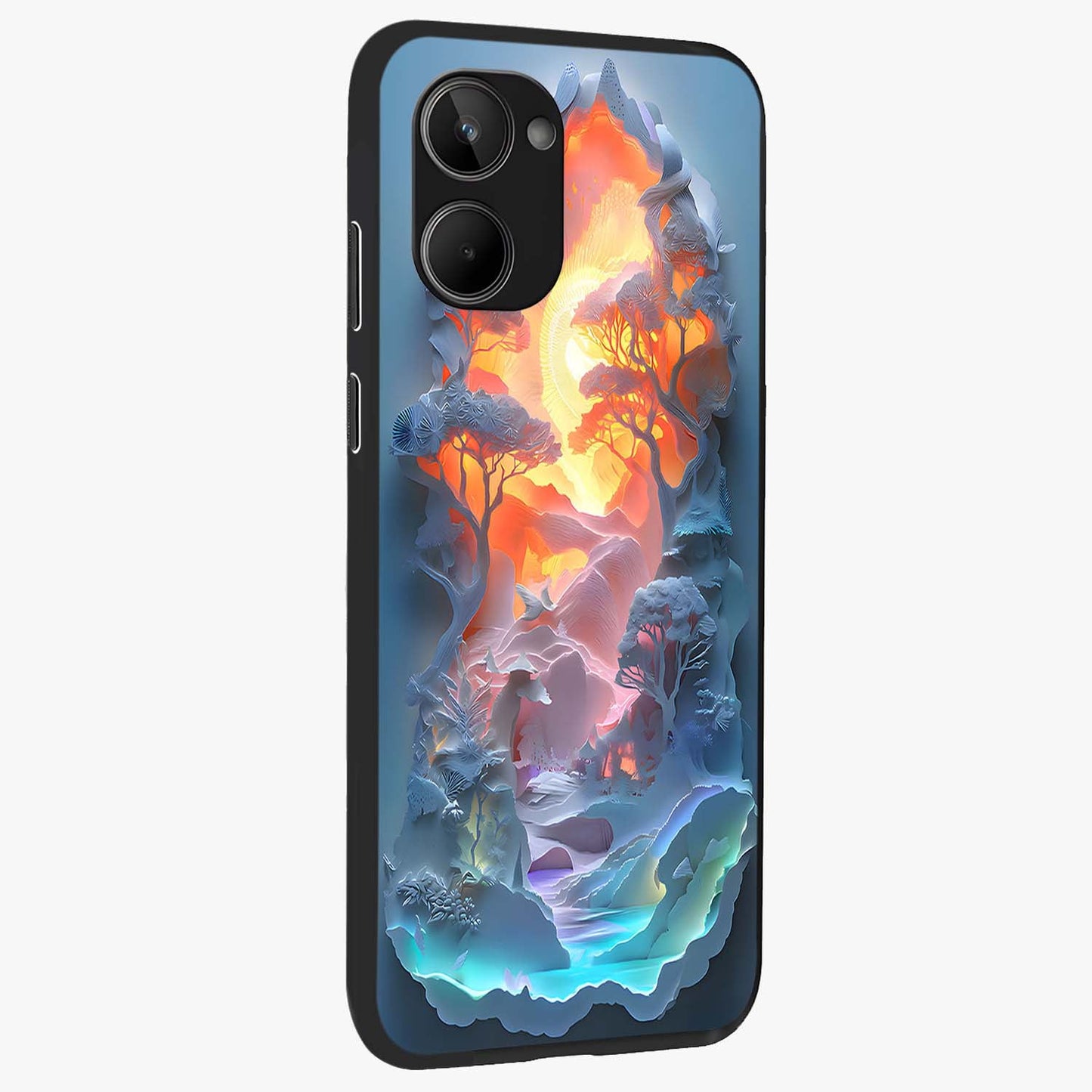 Glow Forest Portal Glass Case upright view showcasing enchanted forest portal artwork with fantasy nature theme.