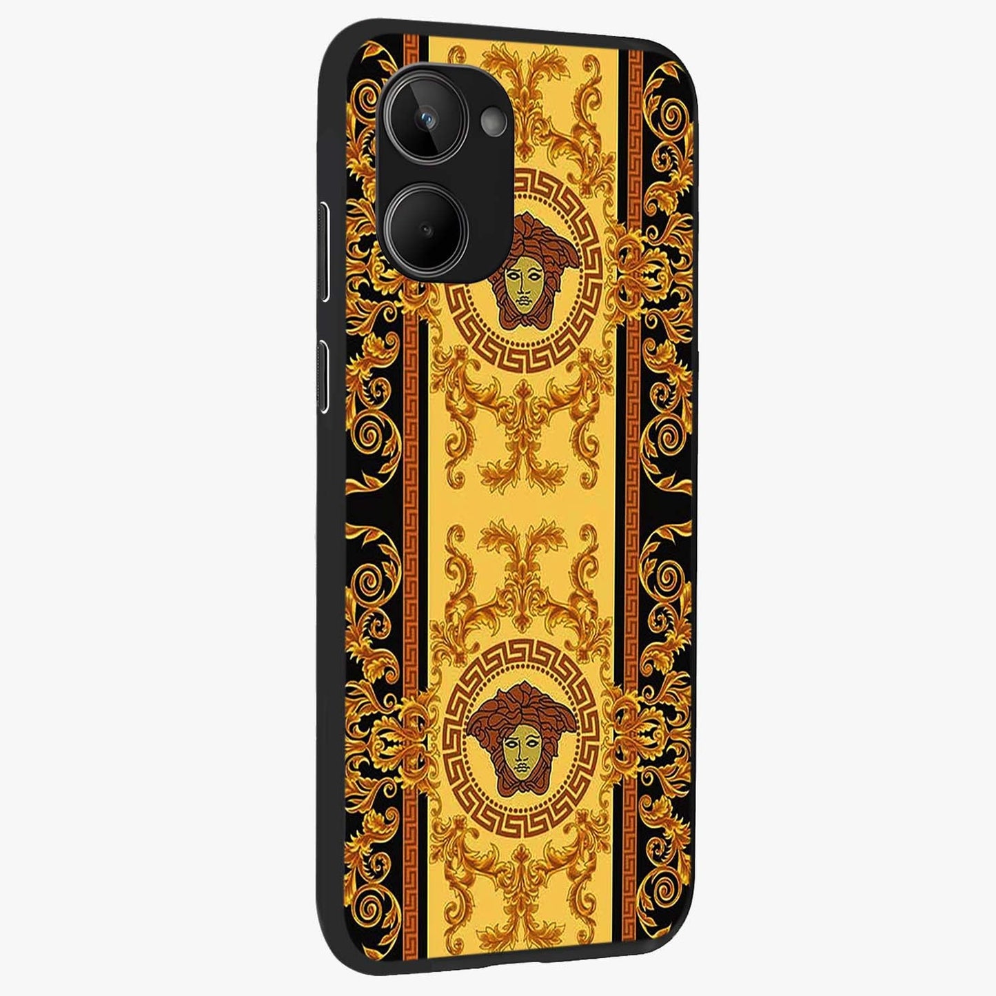 Golden Lotus Glow Glass Case upright view showcasing luminous lotus artwork with peaceful divine theme.