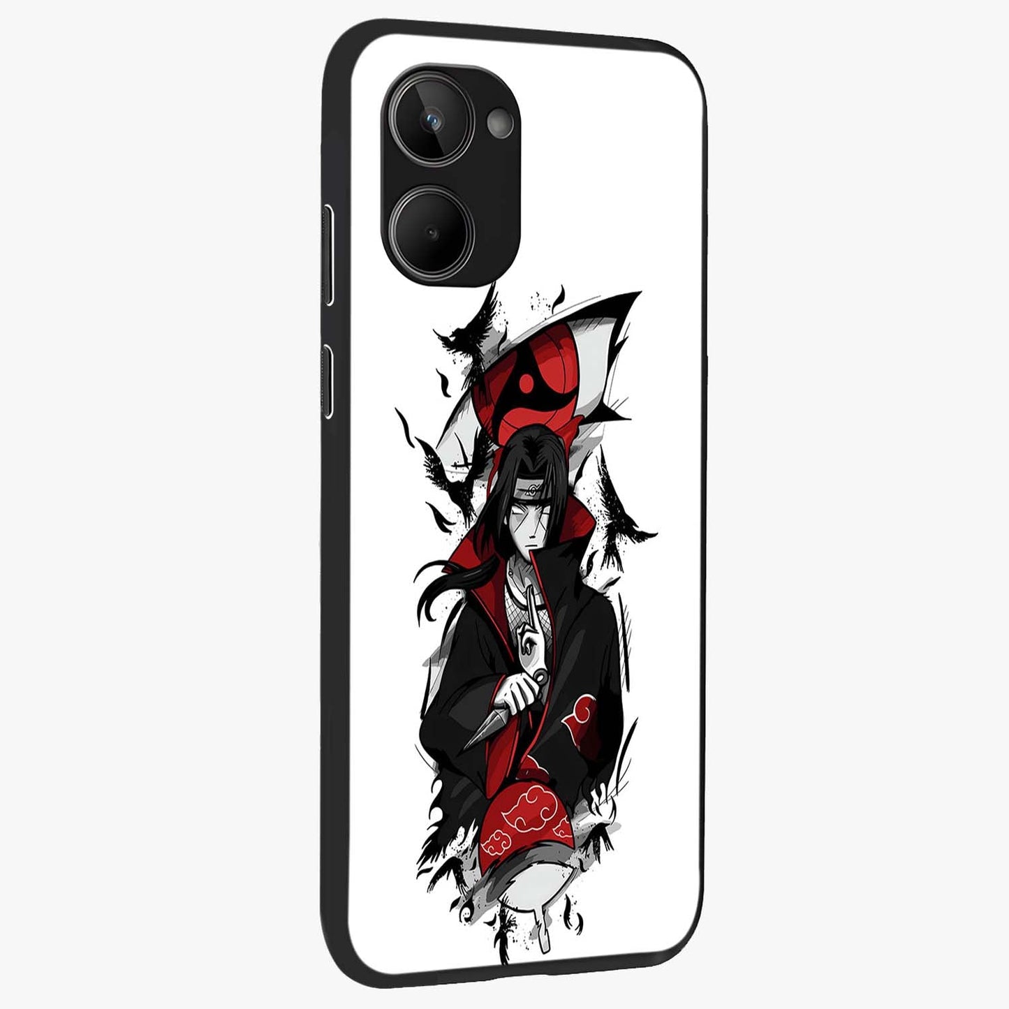 Itachi Limited Edition Naruto Anime Glass Case upright view showcasing intense anime artwork with powerful character theme.