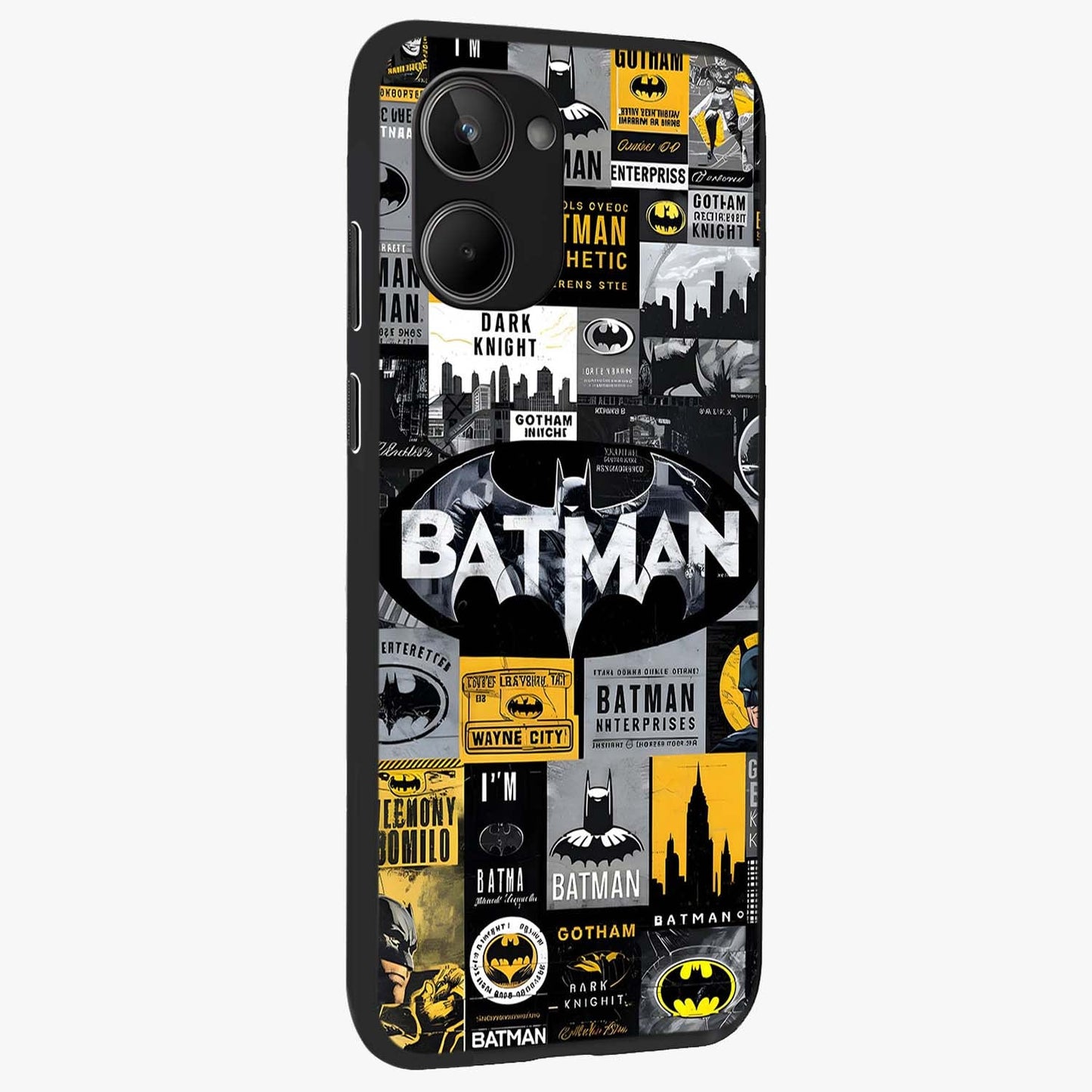 Knight Gotham Rise Glass Case upright view showcasing bold vigilante themed artwork with gothic city vibe.