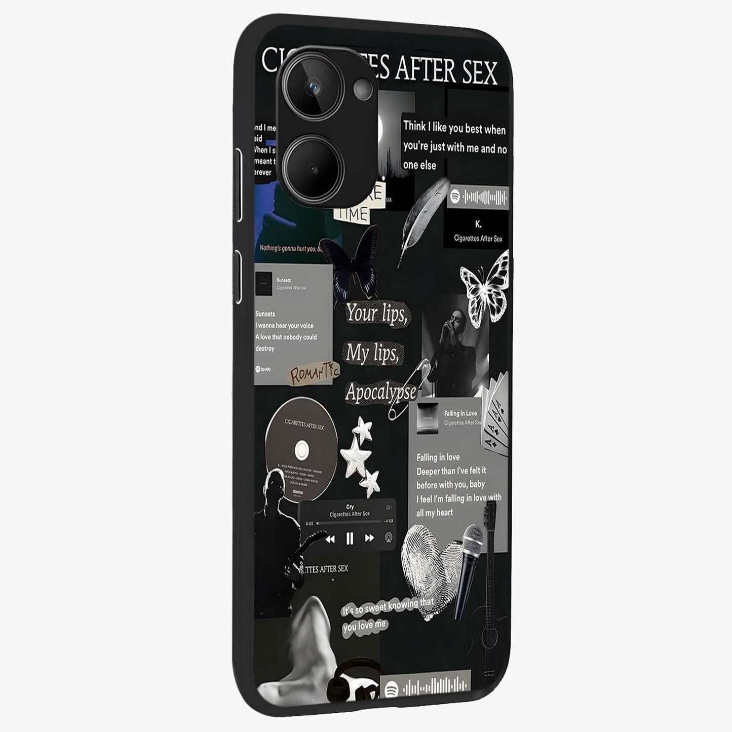 Midnight Love Echo Glass Case upright view showcasing expressive romantic artwork with dreamy midnight theme.