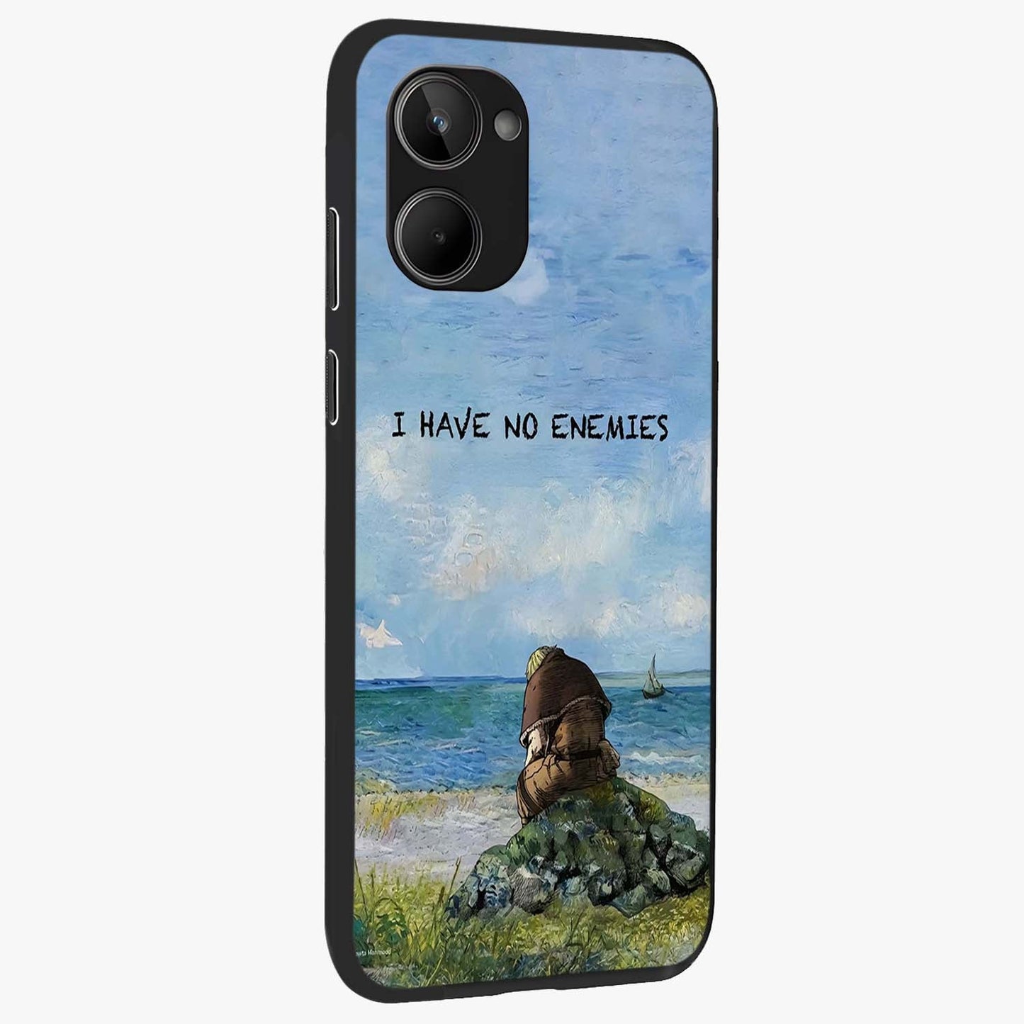 Peace Beyond War Glass Case upright view showcasing powerful peace symbol artwork with inspirational theme.