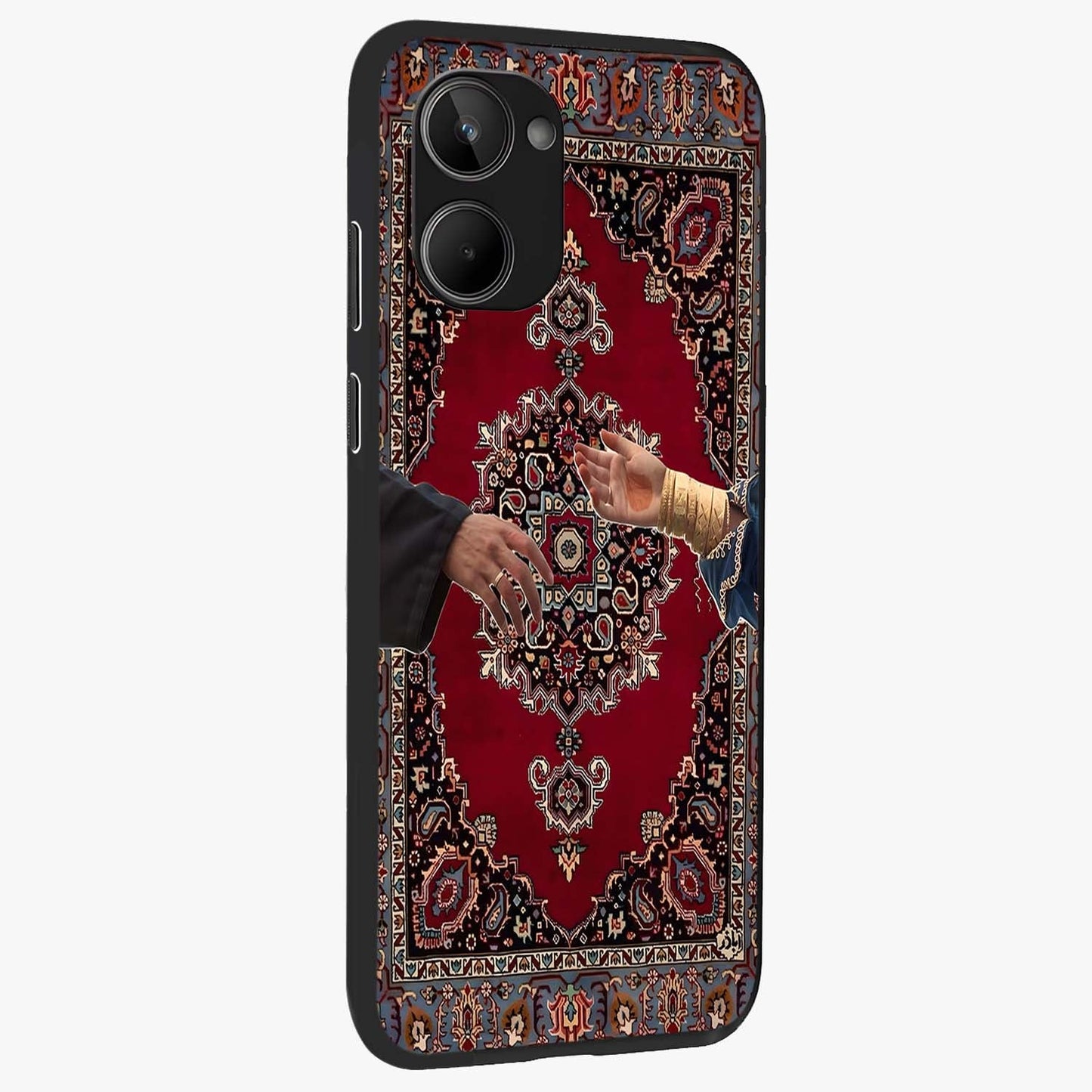 Royal Touch Reach Glass Case upright view showcasing stylish royal inspired artwork with graceful theme.