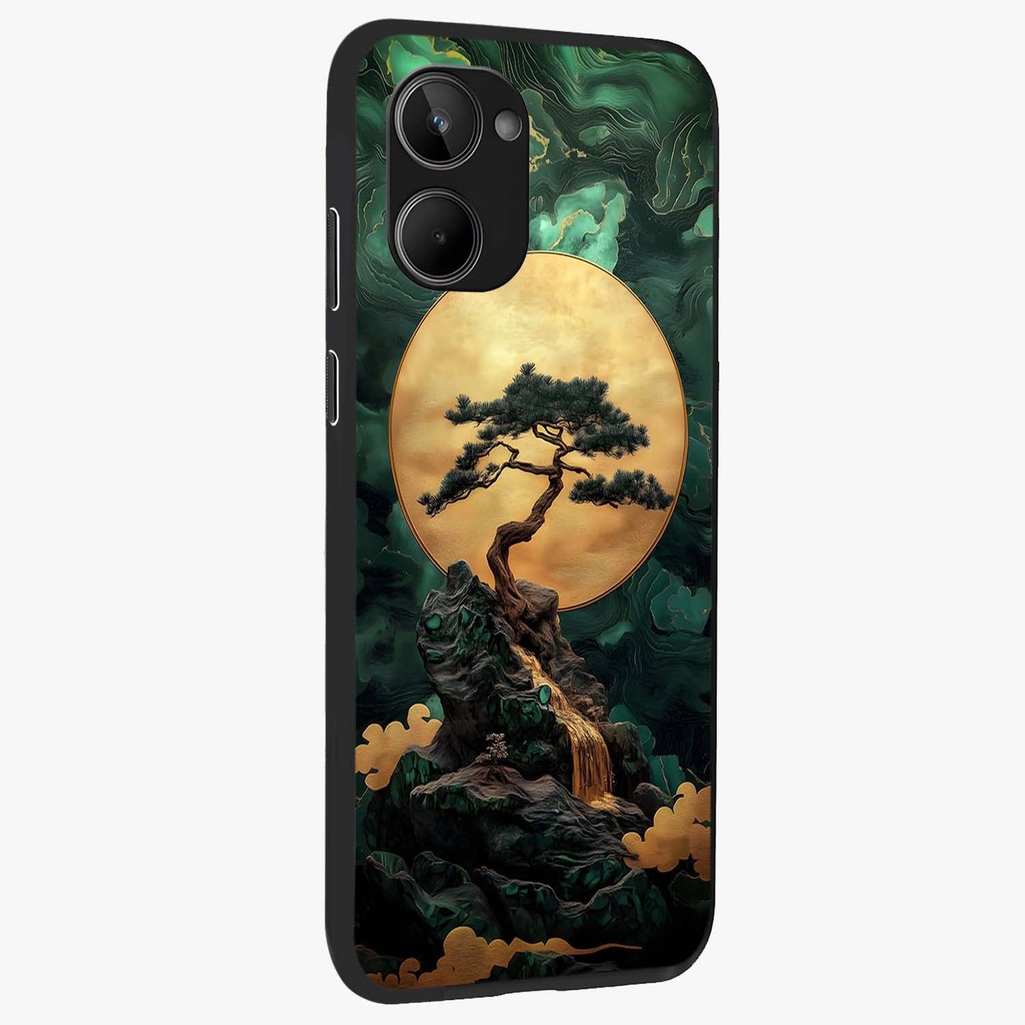 Zen Moon Rise Glass Case upright view showcasing serene moon artwork with tranquil night theme.