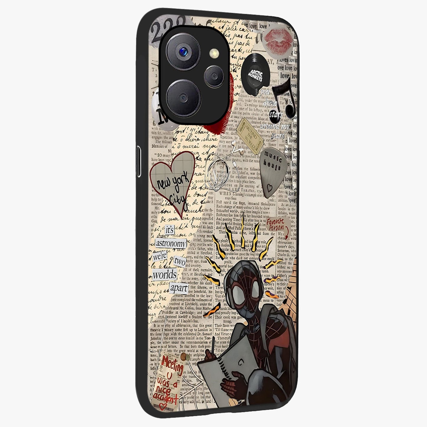 City Dream Sketch Glass Case upright view showcasing urban skyline artwork with stylish hand drawn design.