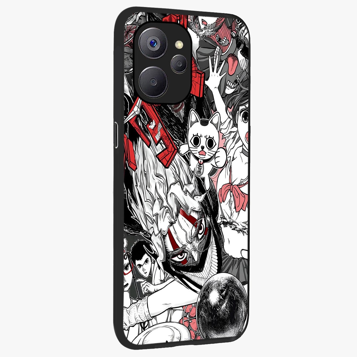 Crimson Chaos Panel Glass Case upright view showcasing intense crimson artwork with dramatic aesthetic style.