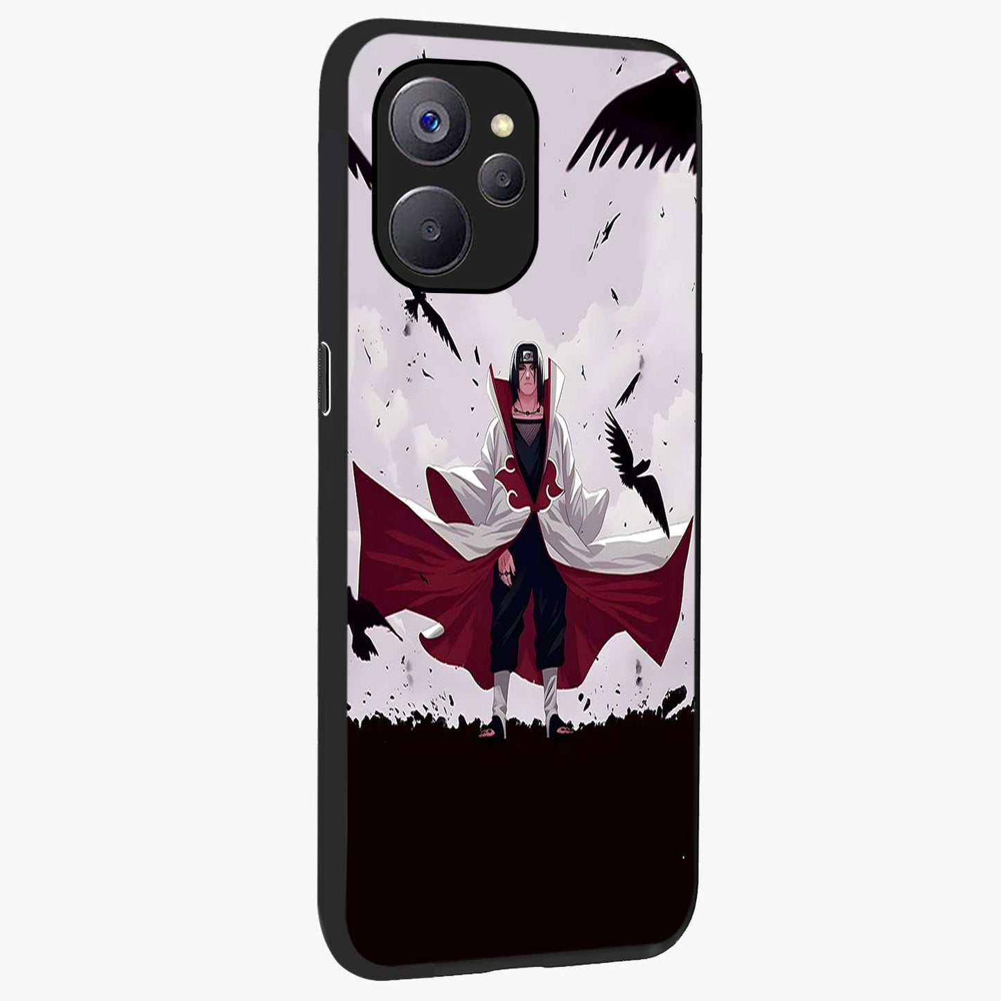 Crimson Crow Ascension Glass Case upright view showcasing dramatic crow artwork with bold gothic theme.