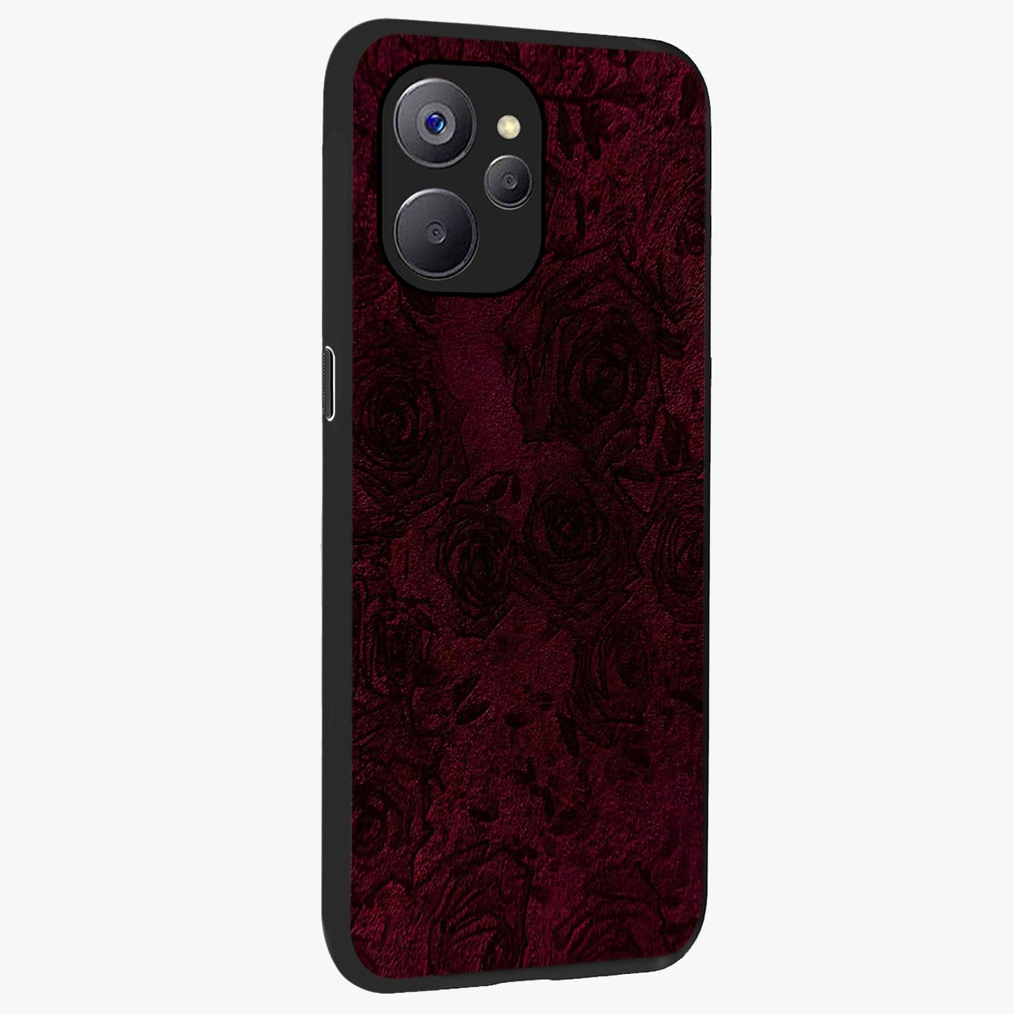Crimson Fade Flow Glass Case upright view showcasing dynamic crimson flow artwork with stylish abstract theme.