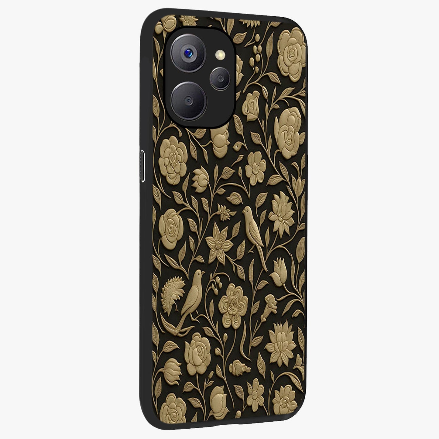 Golden Evil Eye Mandala Glass Case upright view showcasing decorative evil eye mandala artwork with spiritual aesthetic style.