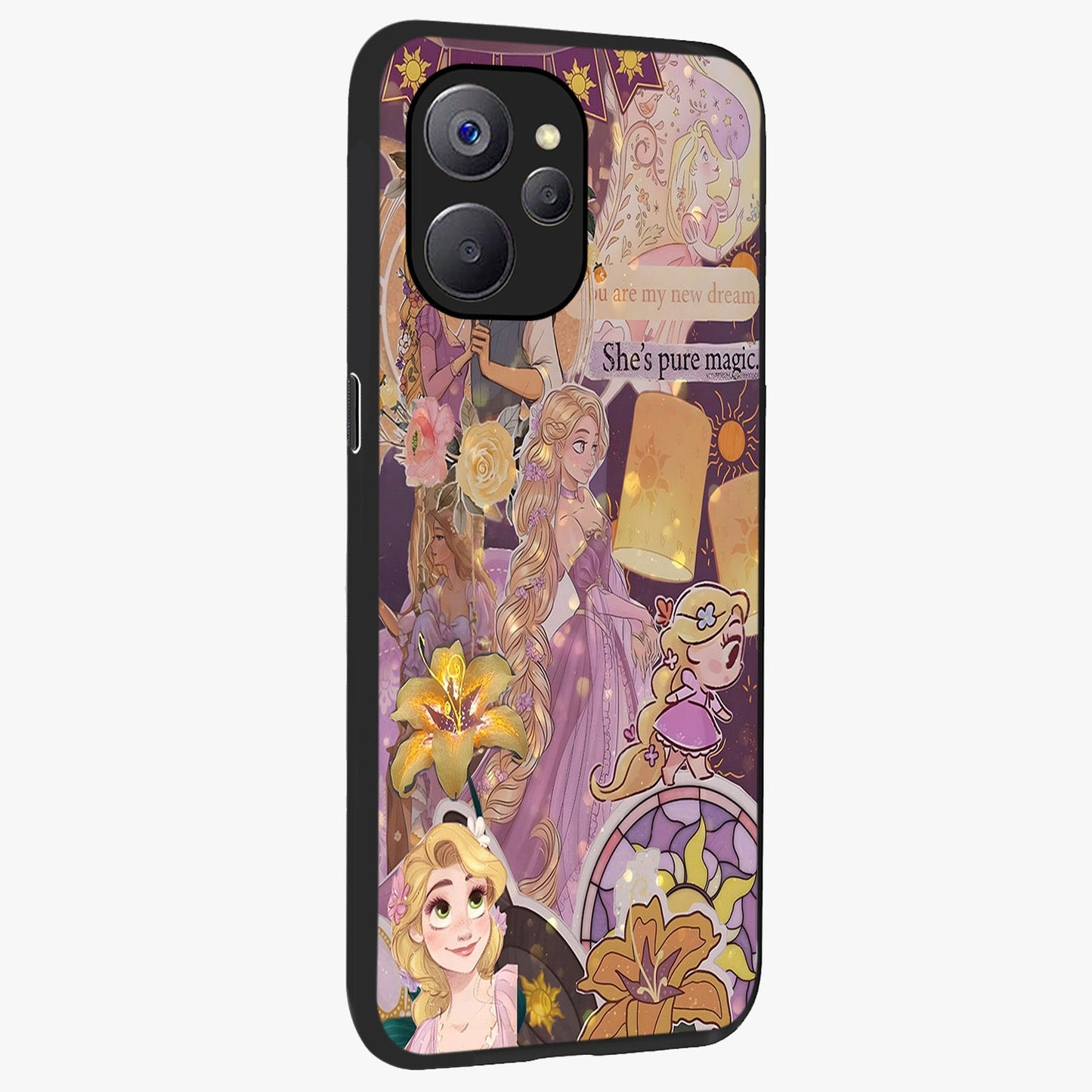 Magical Tangled Dream Glass Case upright view showcasing enchanting artistic artwork with dreamy fantasy theme.