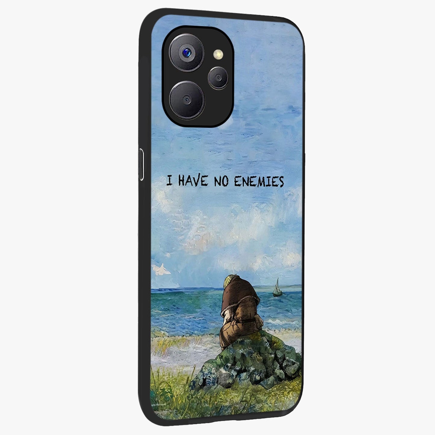 Peace Beyond War Glass Case upright view showcasing powerful peace symbol artwork with inspirational theme.