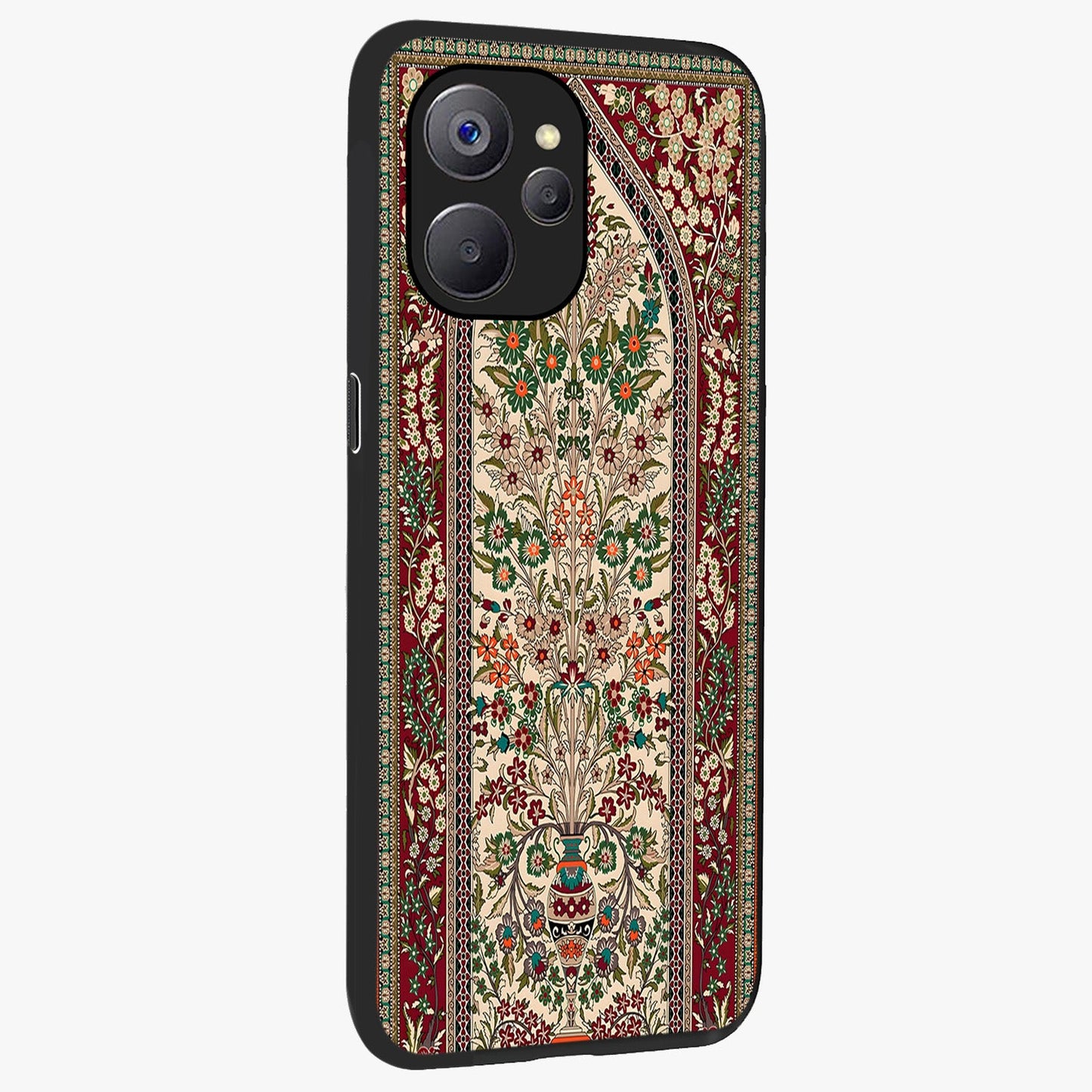 Persian Inspired Glass Case upright view showcasing decorative Persian artwork with rich heritage theme.