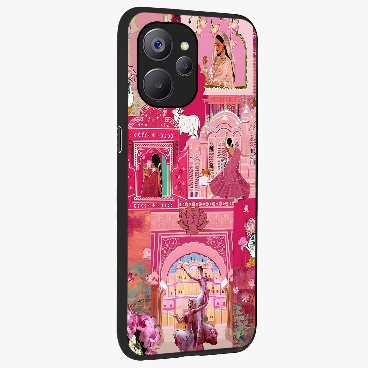 Pink Palace Muse Glass Case upright view showcasing artistic palace artwork with graceful royal theme.