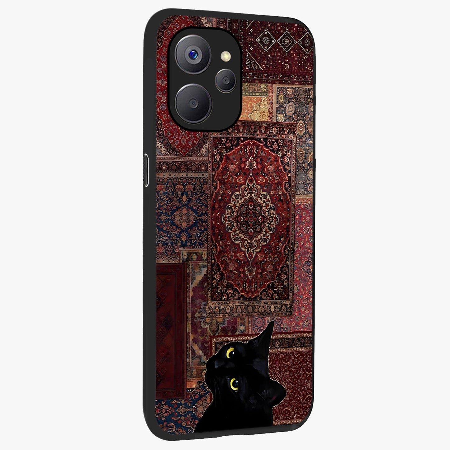 Regal Magic Cat Apple Glass Case upright view showcasing charming cat artwork with playful magical theme.