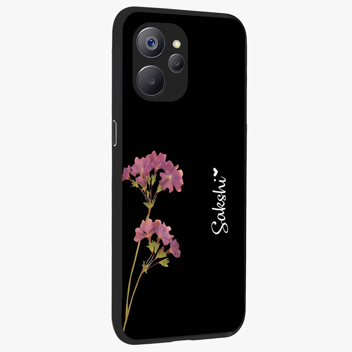 Riching Lavender Flower Custom Name Glass Case upright view showcasing elegant lavender floral artwork with personalized aesthetic.