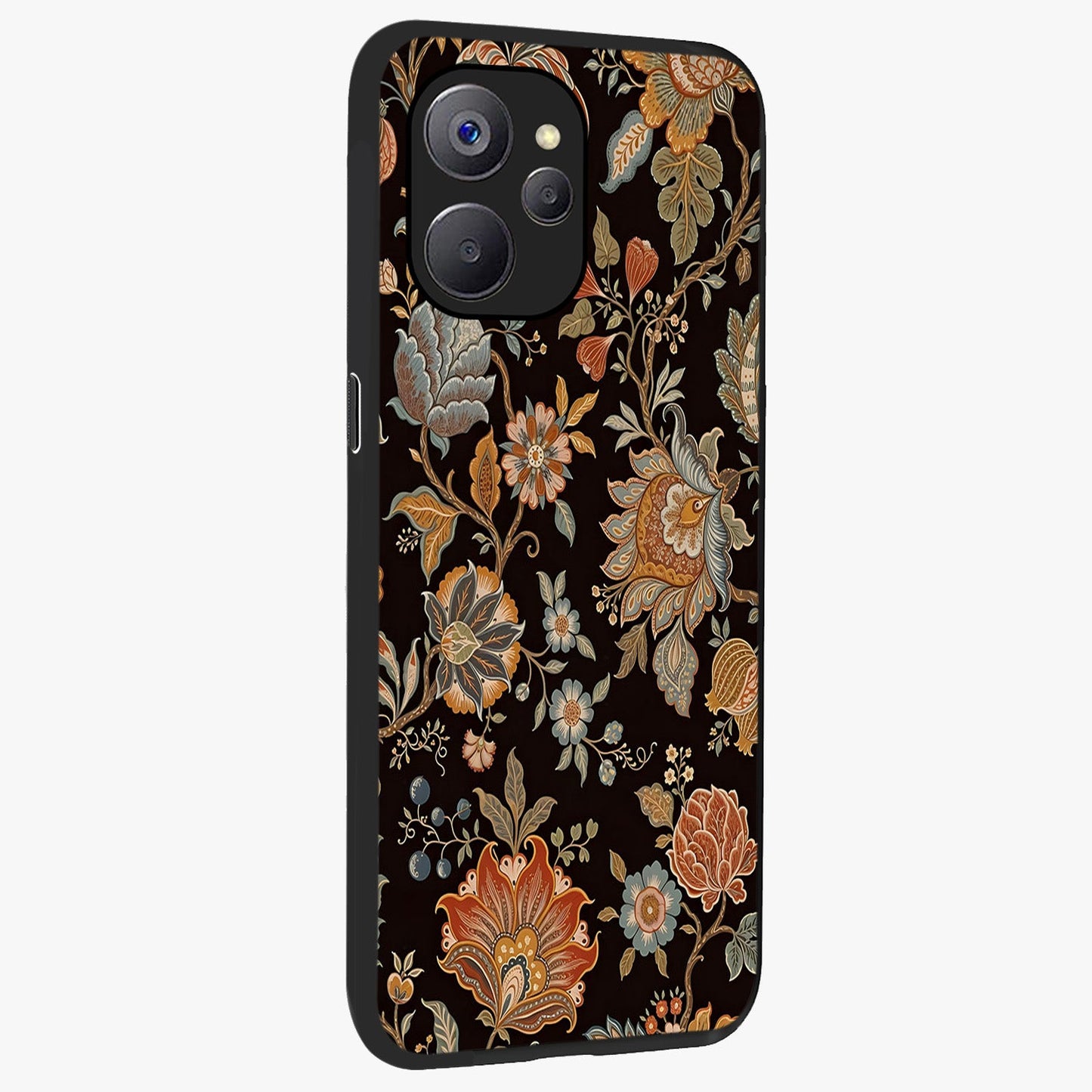 Vintage Floral Dream Glass Case upright view showcasing delicate floral artwork with timeless vintage theme.