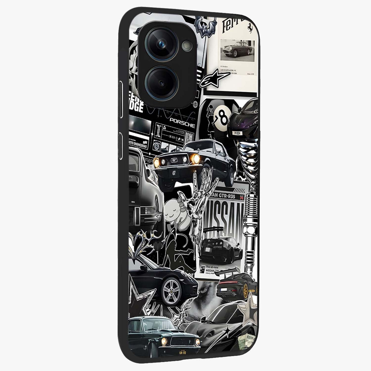 Aesthetic Dark Love Glass Case upright view showcasing dramatic romantic artwork with modern aesthetic style.