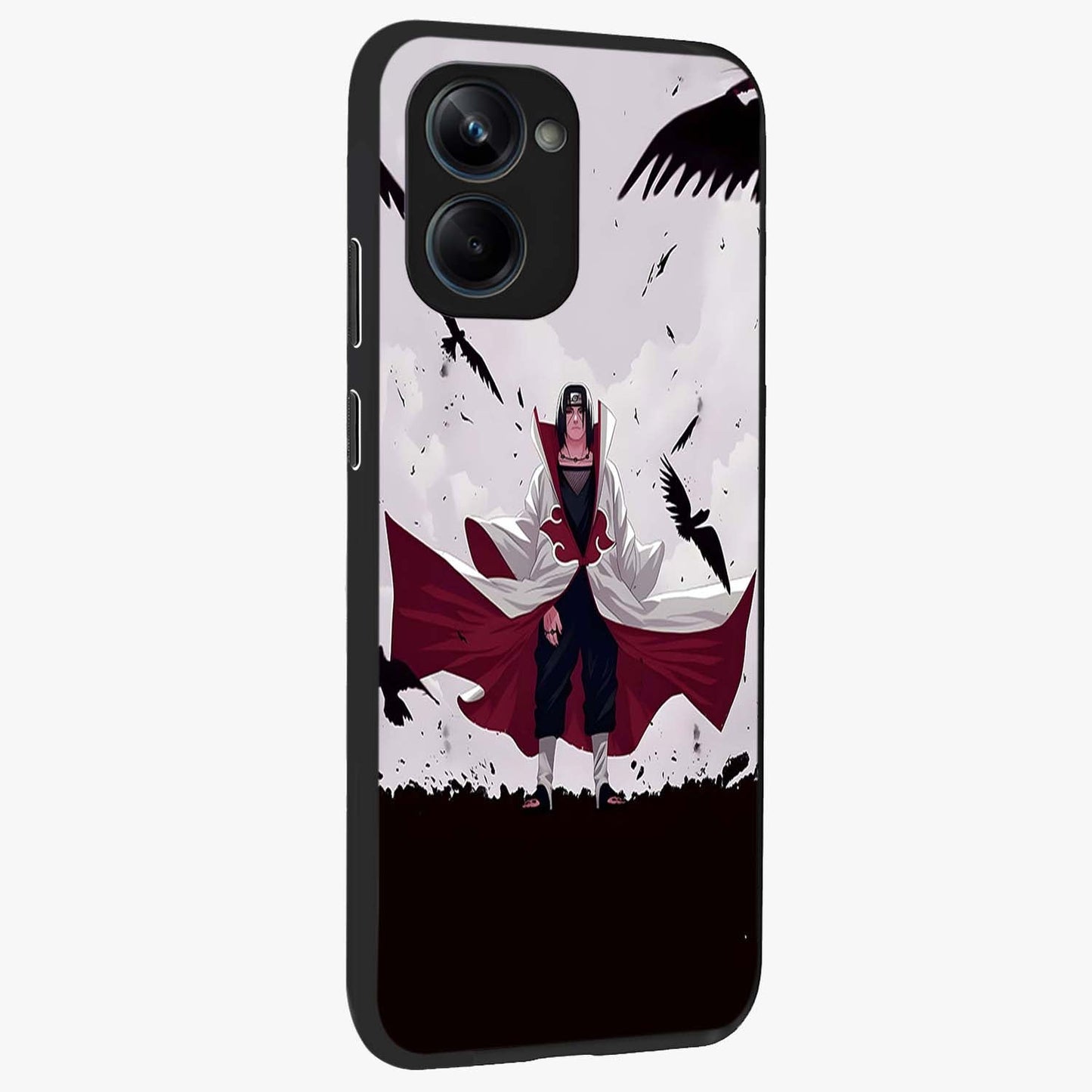 Crimson Crow Ascension Glass Case upright view showcasing dramatic crow artwork with bold gothic theme.