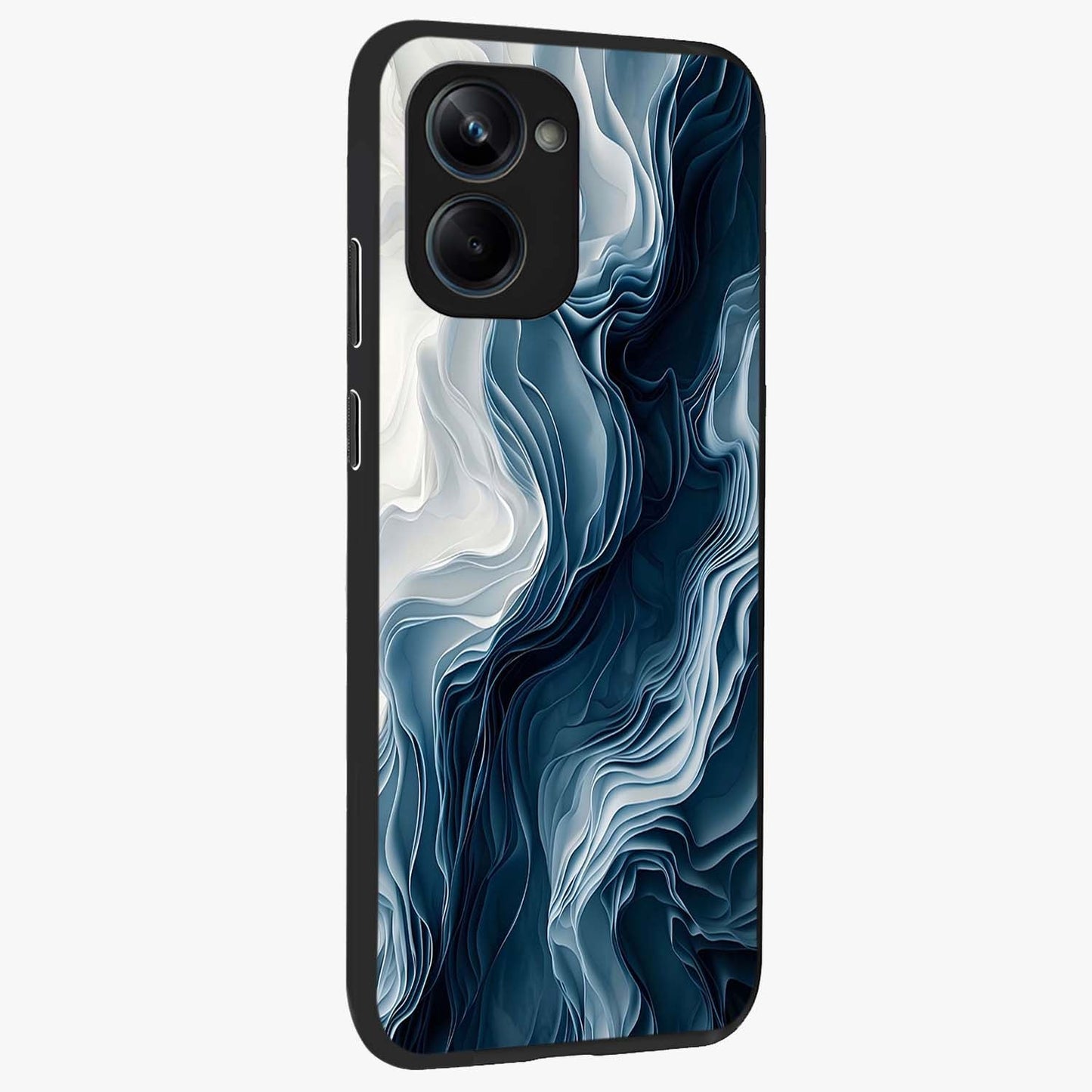 Ethereal Paper Marble Glass Case upright view showcasing smooth marble artwork with refined minimalist theme.
