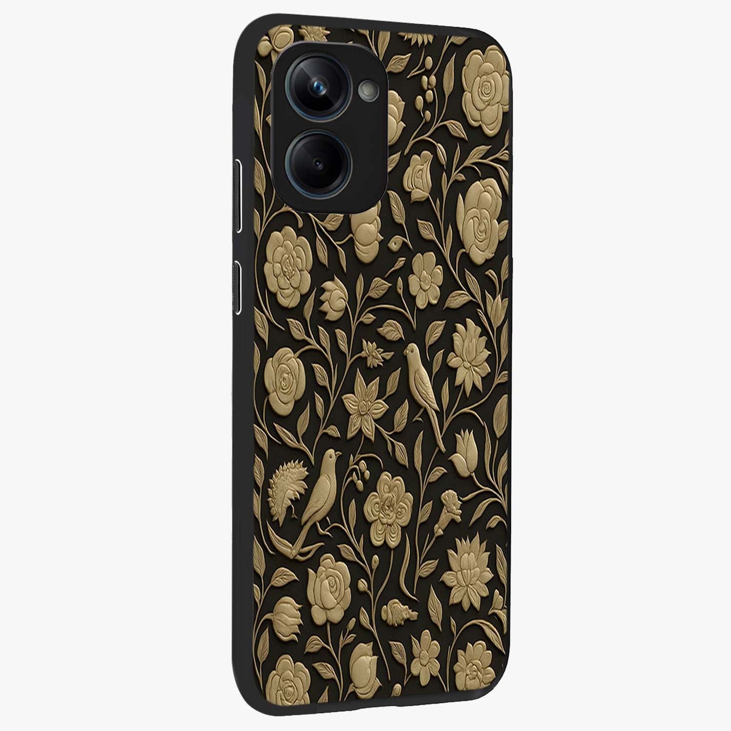 Golden Evil Eye Mandala Glass Case upright view showcasing decorative evil eye mandala artwork with spiritual aesthetic style.