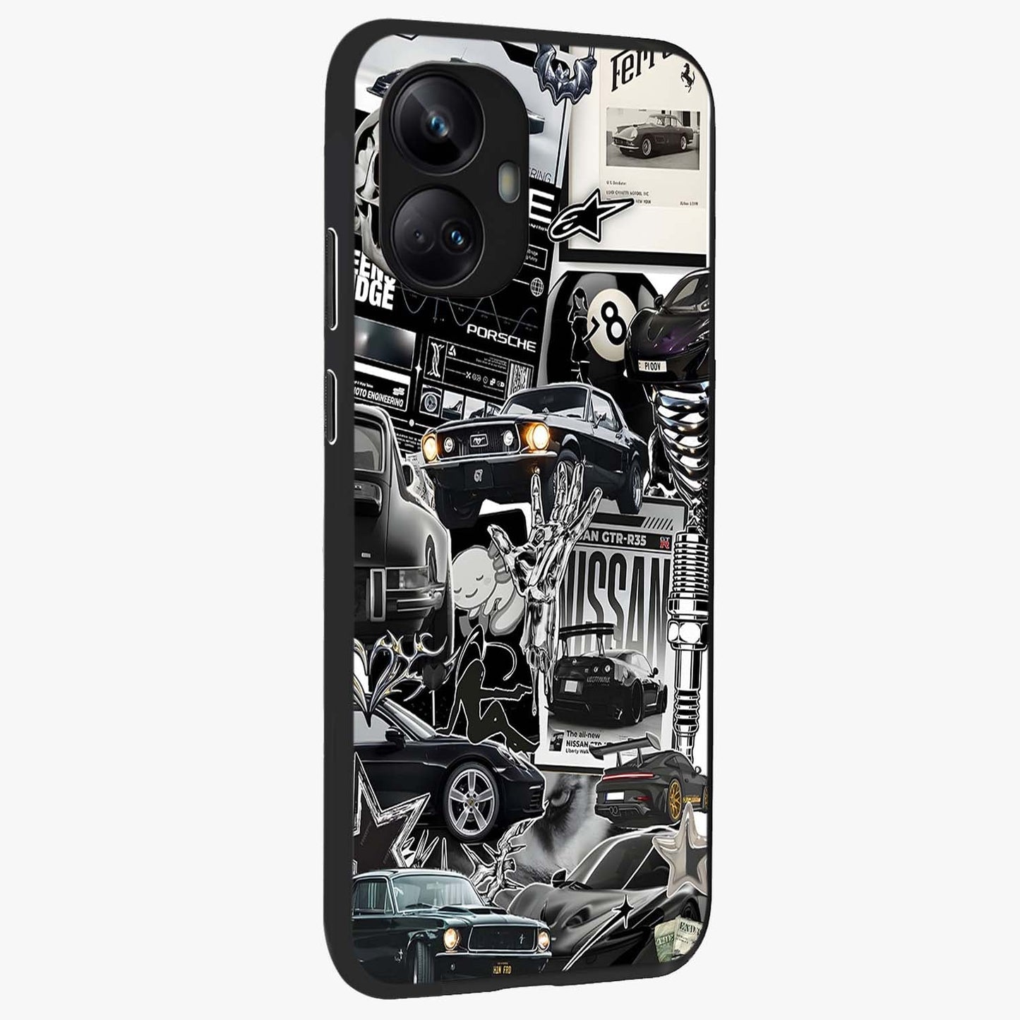 Aesthetic Dark Love Glass Case upright view showcasing dramatic romantic artwork with modern aesthetic style.