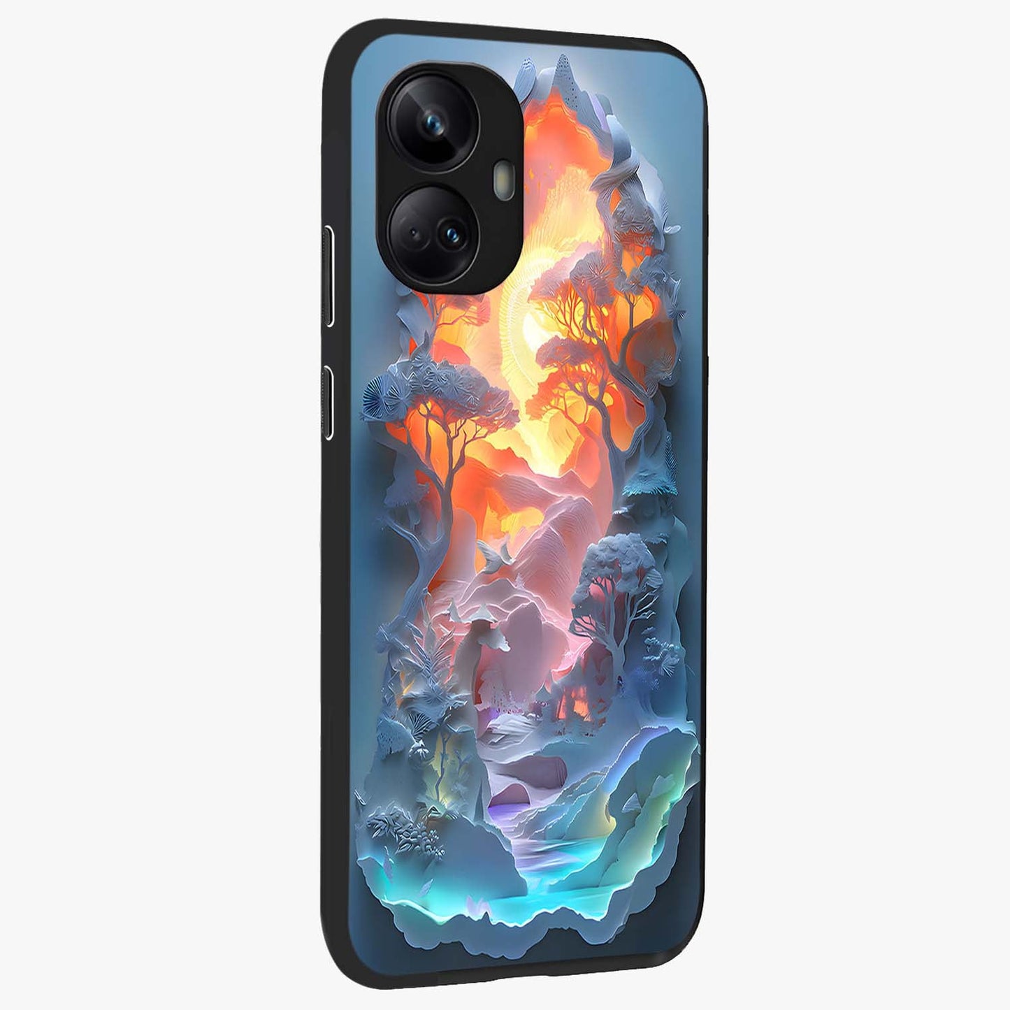 Glow Forest Portal Glass Case upright view showcasing enchanted forest portal artwork with fantasy nature theme.