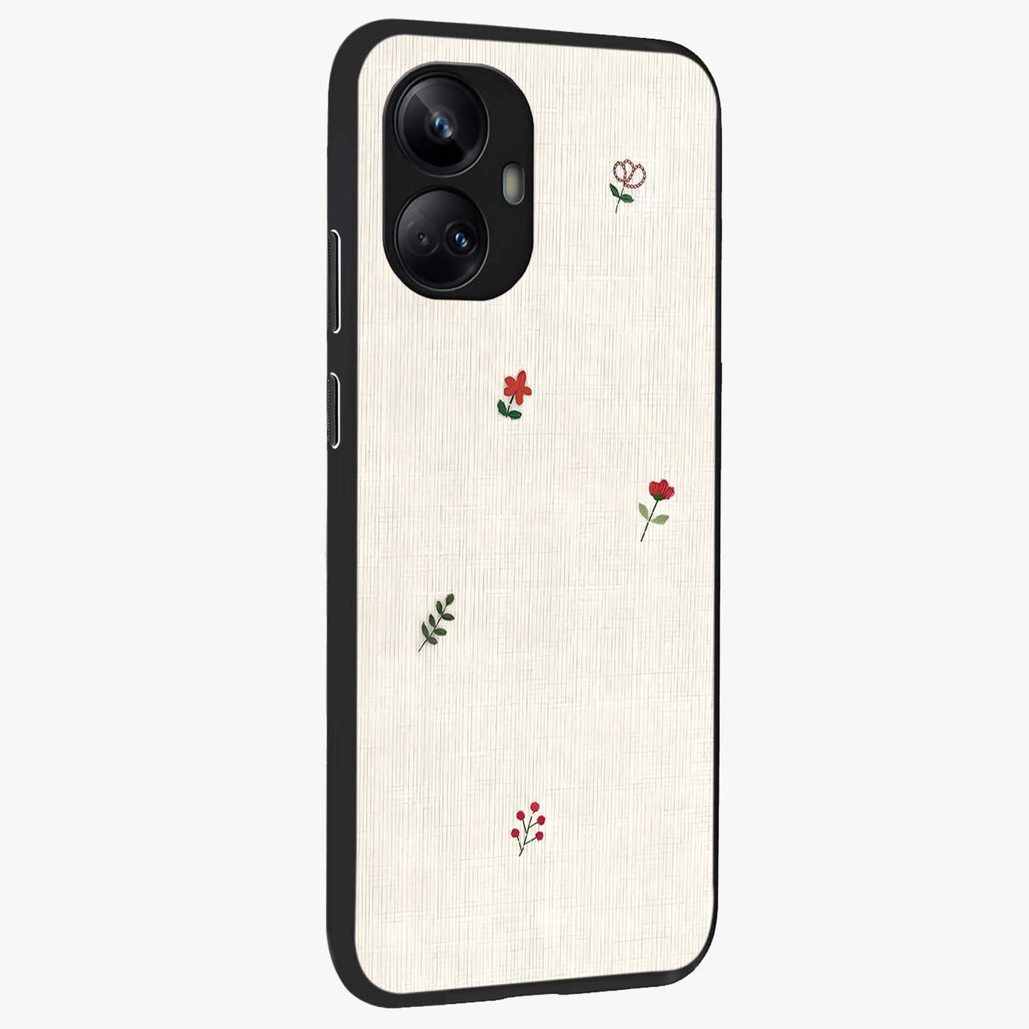 Minimalistic Blue With White Flower Pattern Glass Case upright view showcasing clean white flower artwork with calming blue theme.