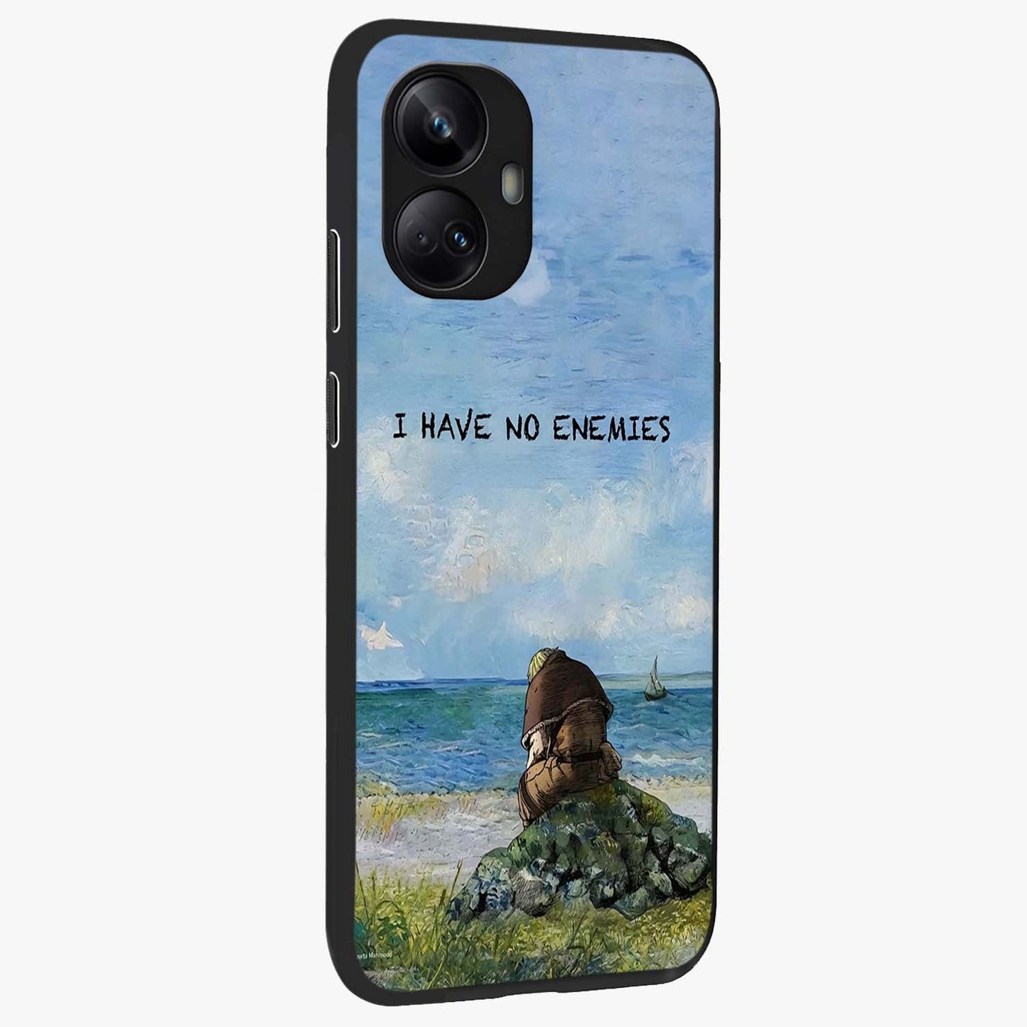 Peace Beyond War Glass Case upright view showcasing powerful peace symbol artwork with inspirational theme.