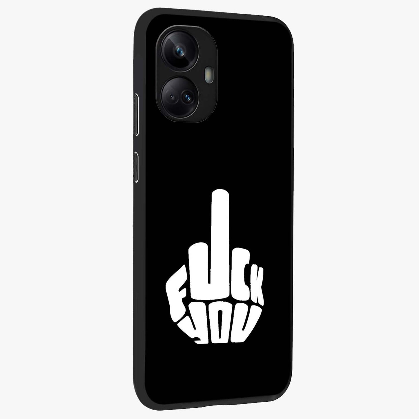 Rebel Mode On Glass Case upright view showcasing striking statement artwork with bold rebellious theme.