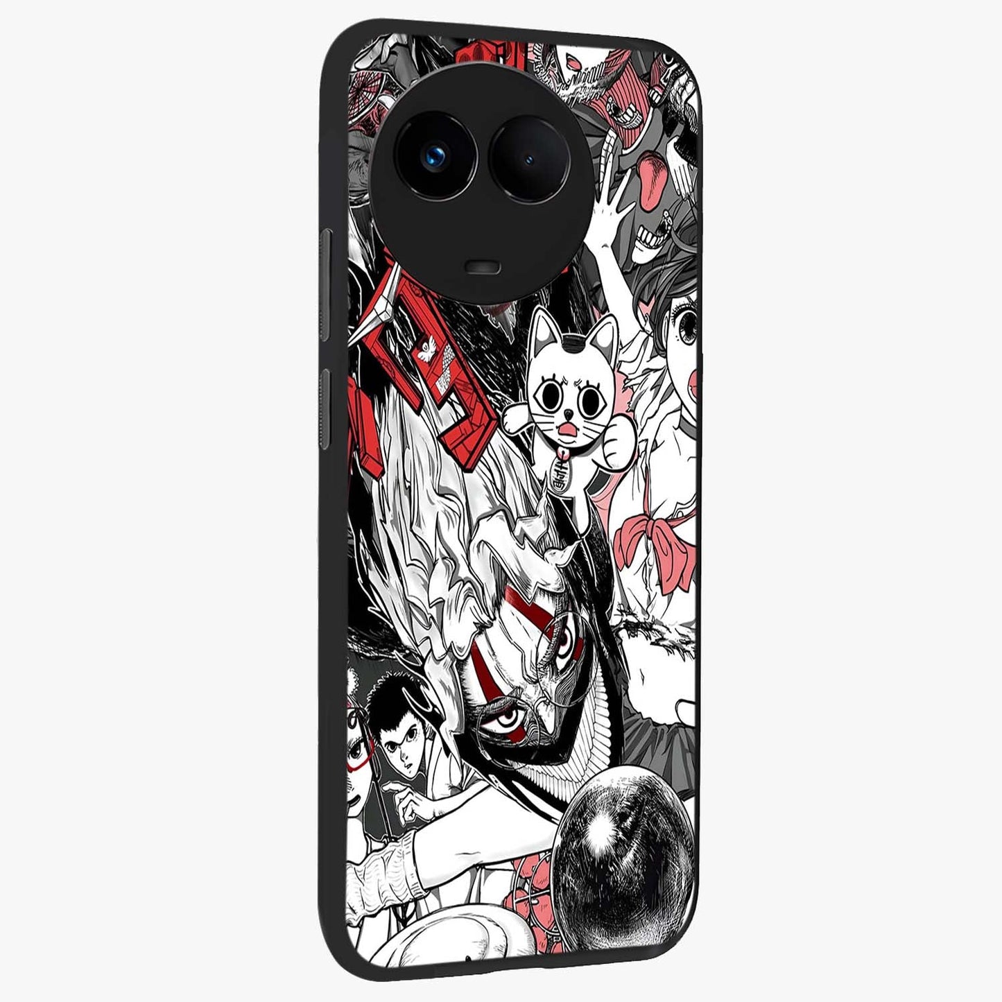 Crimson Chaos Panel Glass Case upright view showcasing intense crimson artwork with dramatic aesthetic style.