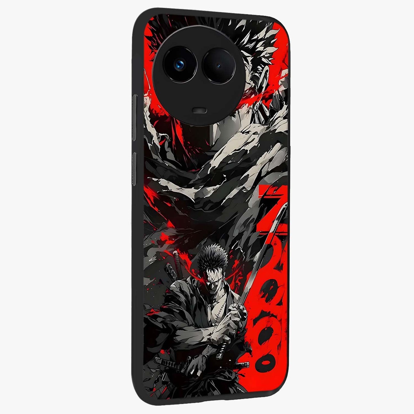 Demon Sword Resolve Glass Case upright view showcasing dramatic warrior artwork with intense battle theme.